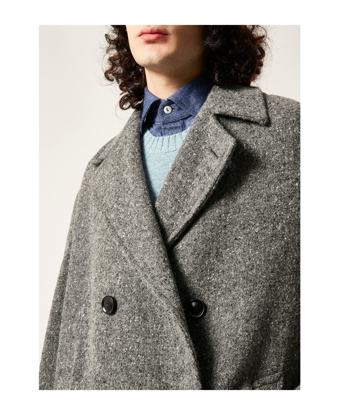 doppiaa Aathene Grey Double-breasted Coat