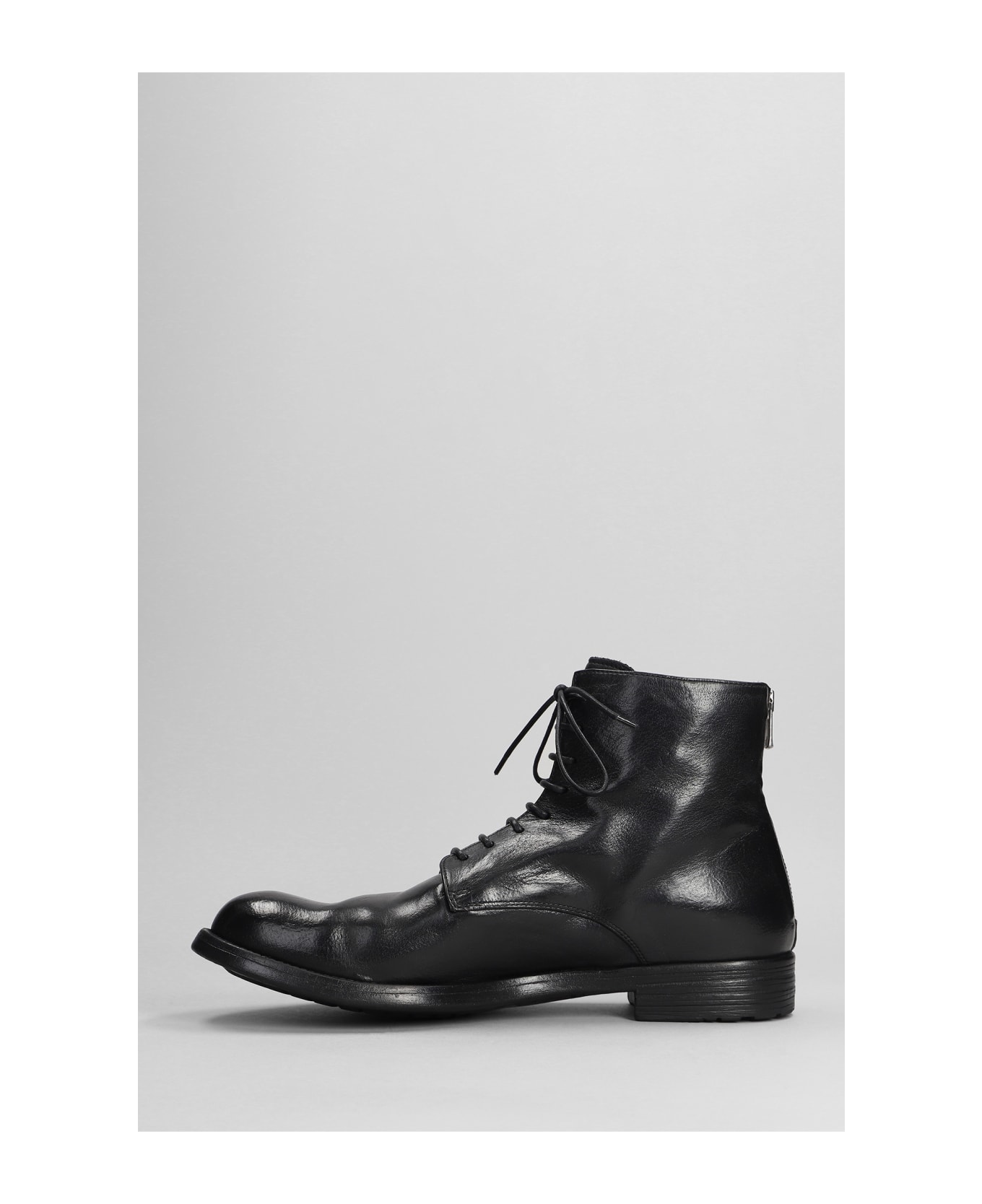 Officine Creative Hive 016 Ankle Boots In Black Leather - black