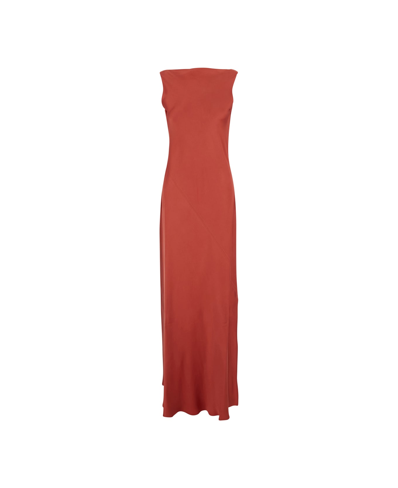 Antonelli 
mara
 Red Long Dress With Boat Neckline And Side Slit In Viscose Blend Woman - Red
