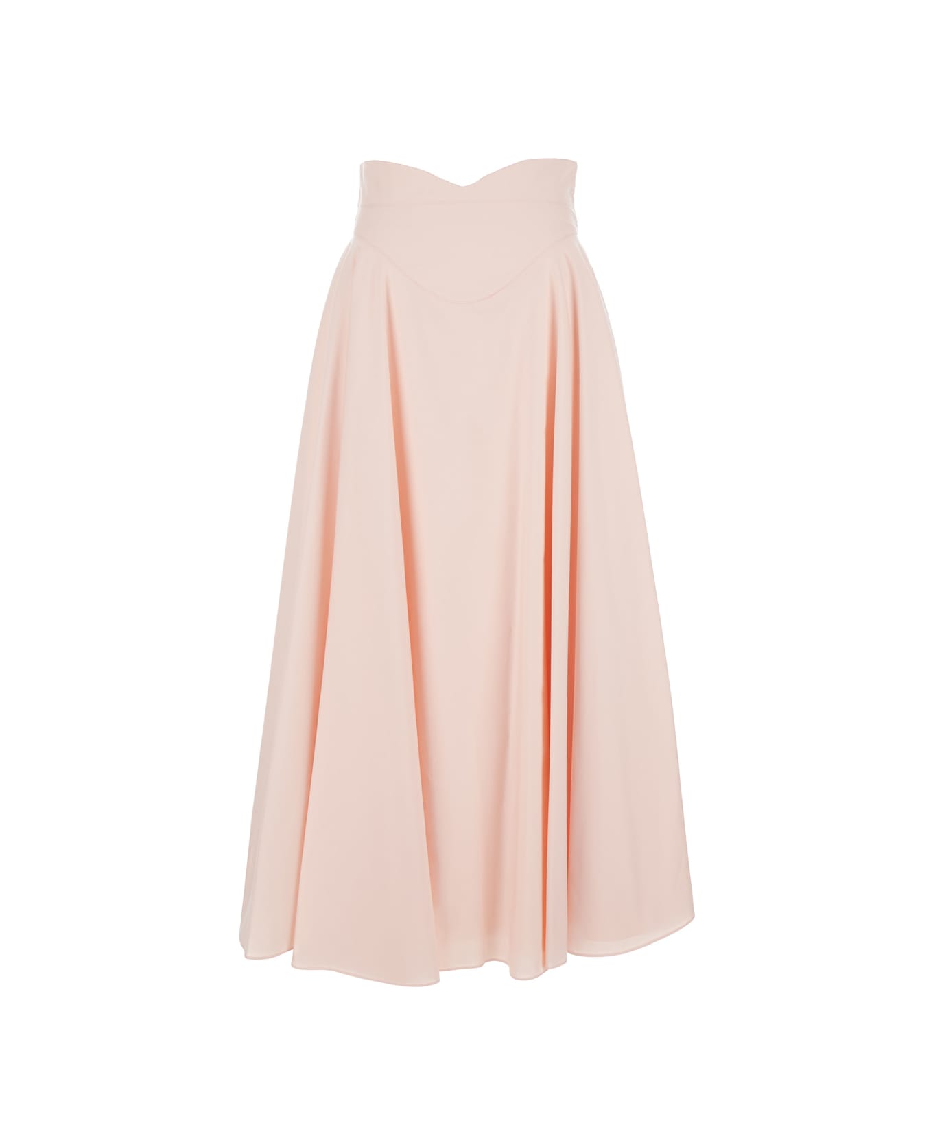 Alexander McQueen Long Pink High-waisted Skirt With Pleated Design In Cotton Woman - Pink