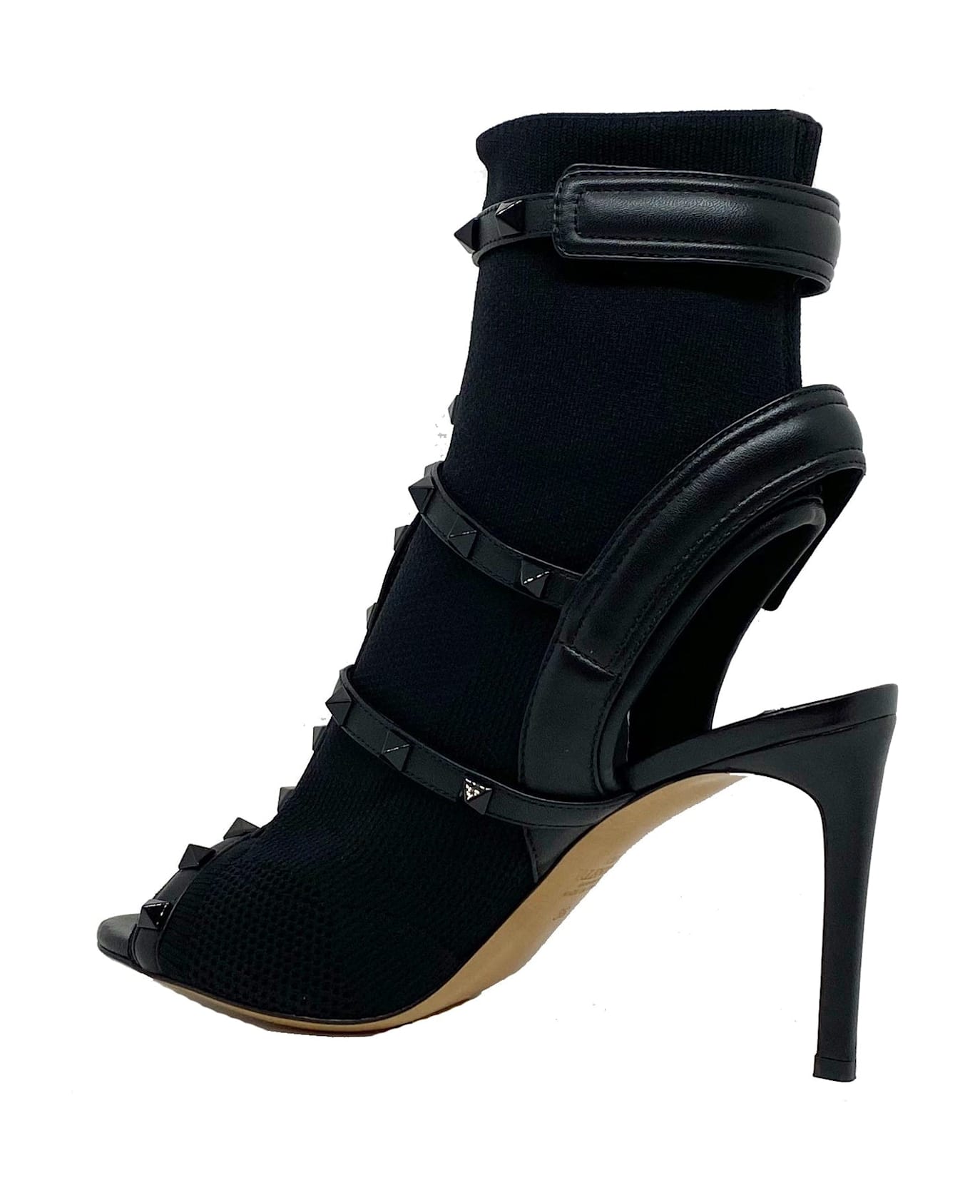 Valentino Garavani Rockstud Sock Heel Sandals - Black