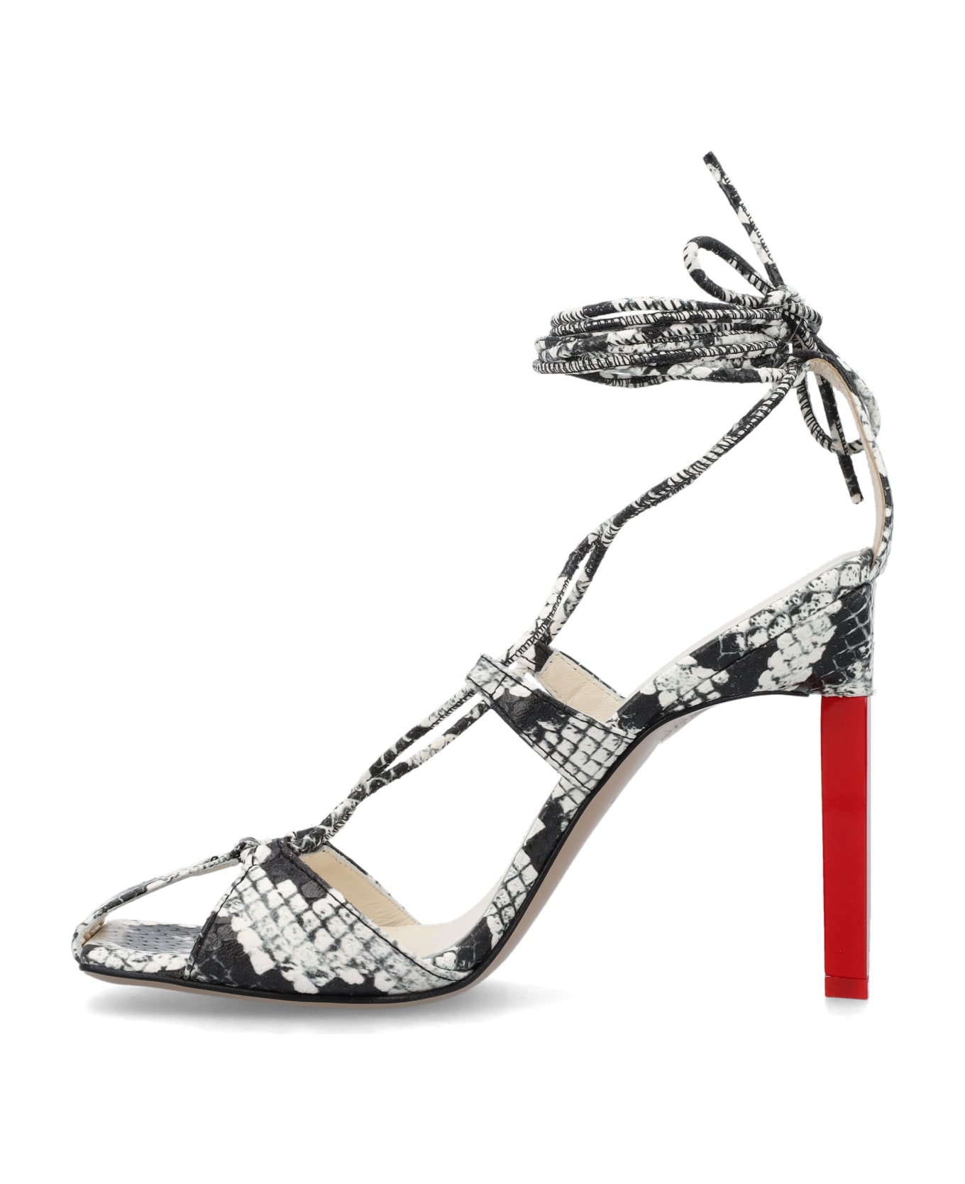 The Attico Adele Python Print Lace-up Pump - WHITE RED
