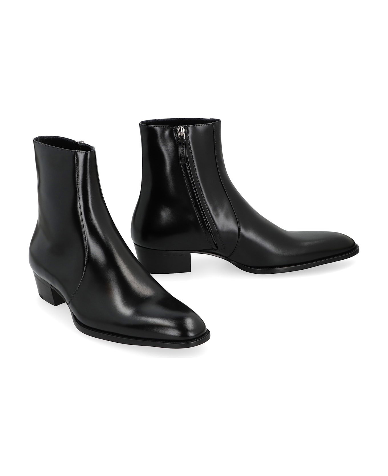 Saint Laurent Smooth Leather Roman Boots - black
