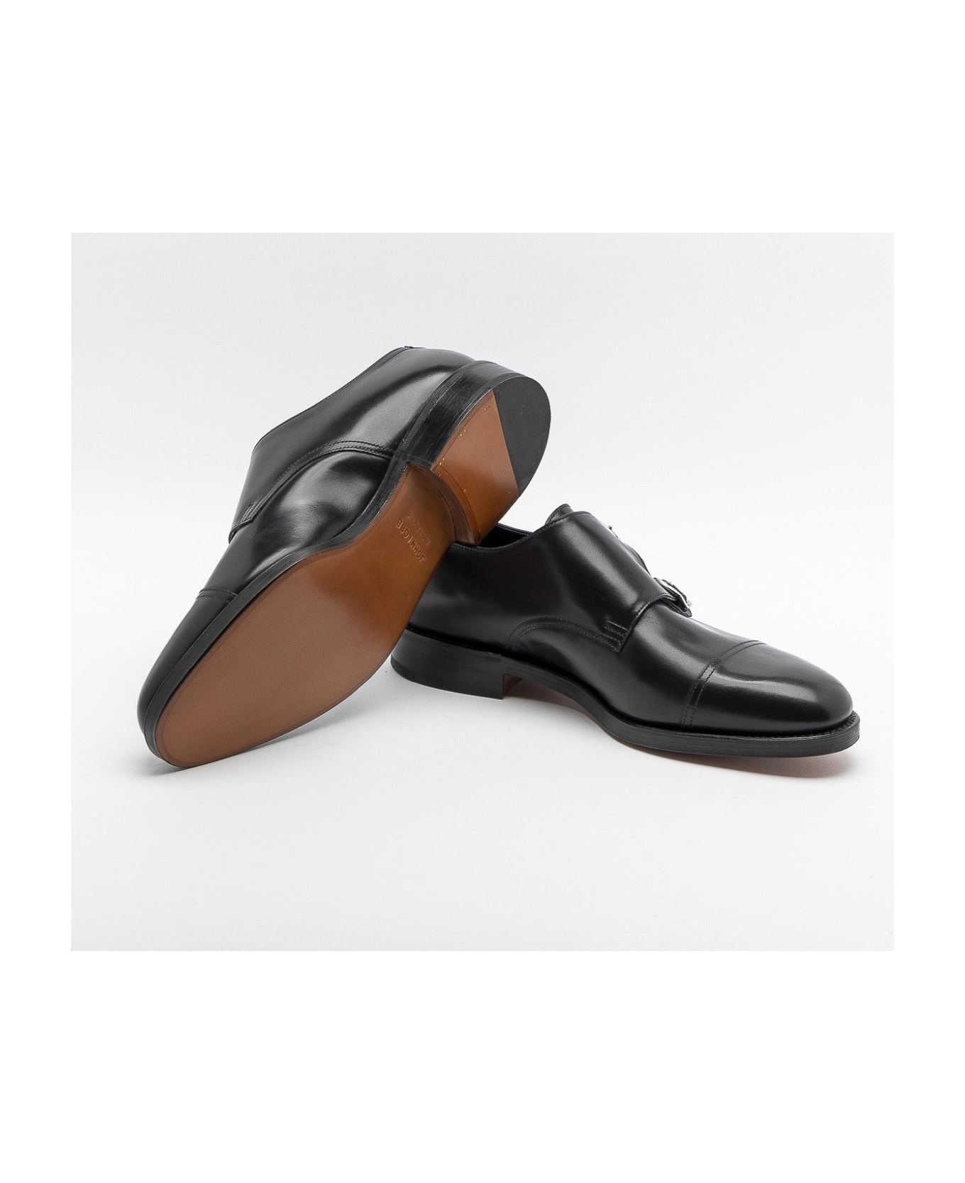 John Lobb Black Calf Monk Strap Shoe - Nero