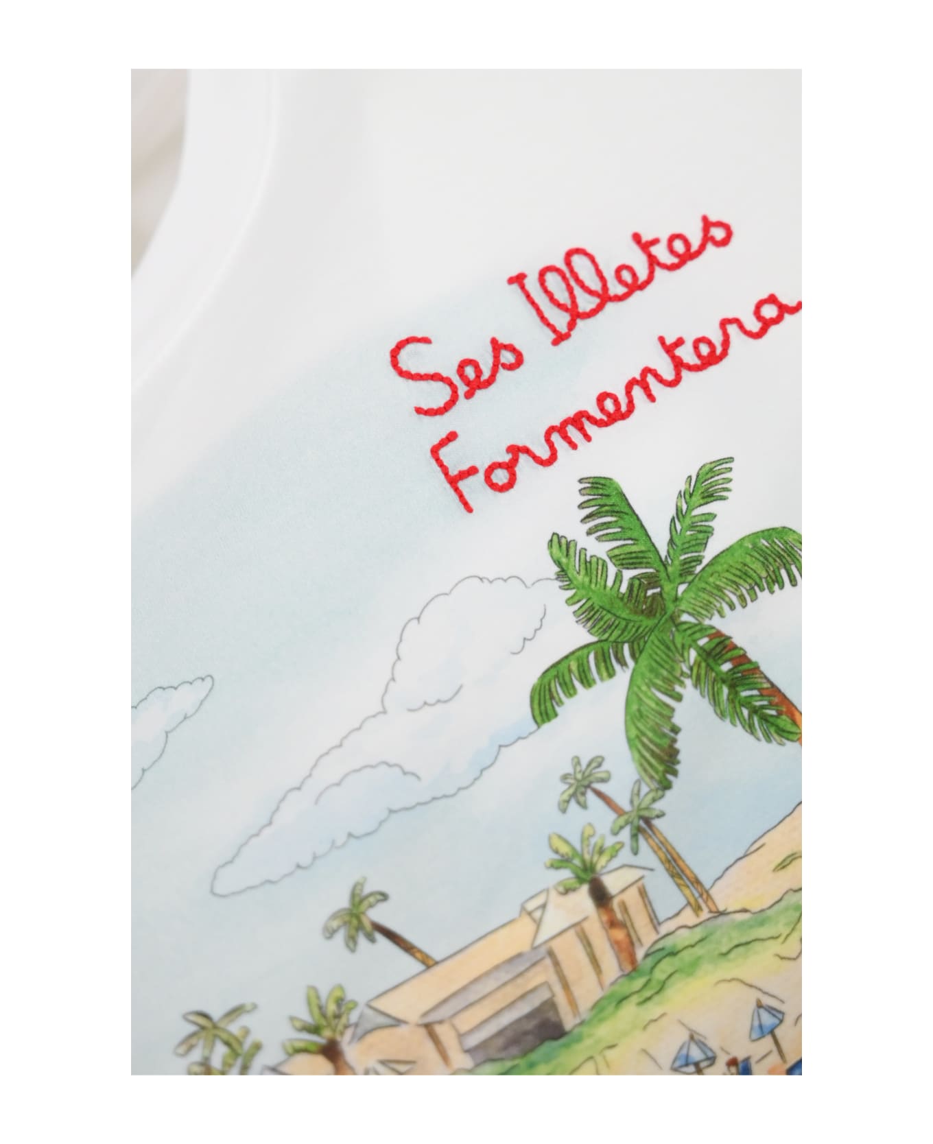 MC2 Saint Barth T-shirt With "ses Illetes Formentera" Embroidery - Bianco