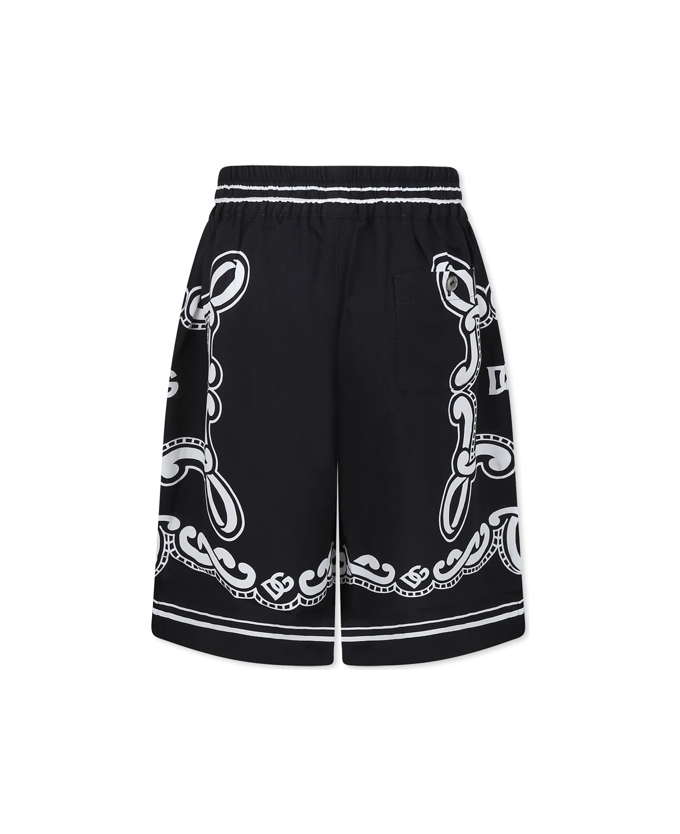 Dolce 
Gabbana Black Shorts For Boy With Logo - Black