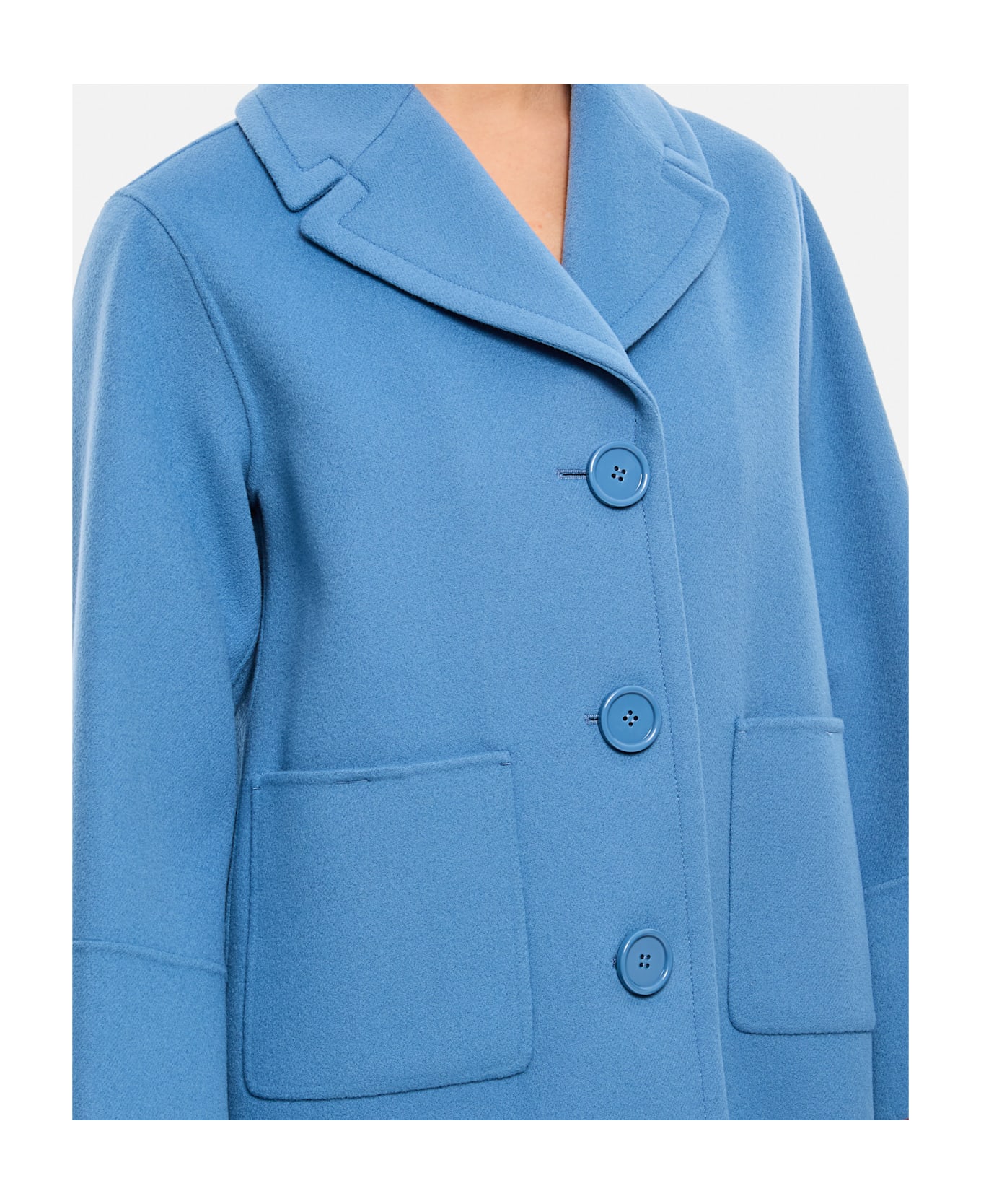 
S Max Mara Windsor Double Breasted Short Coat - Clear Blue