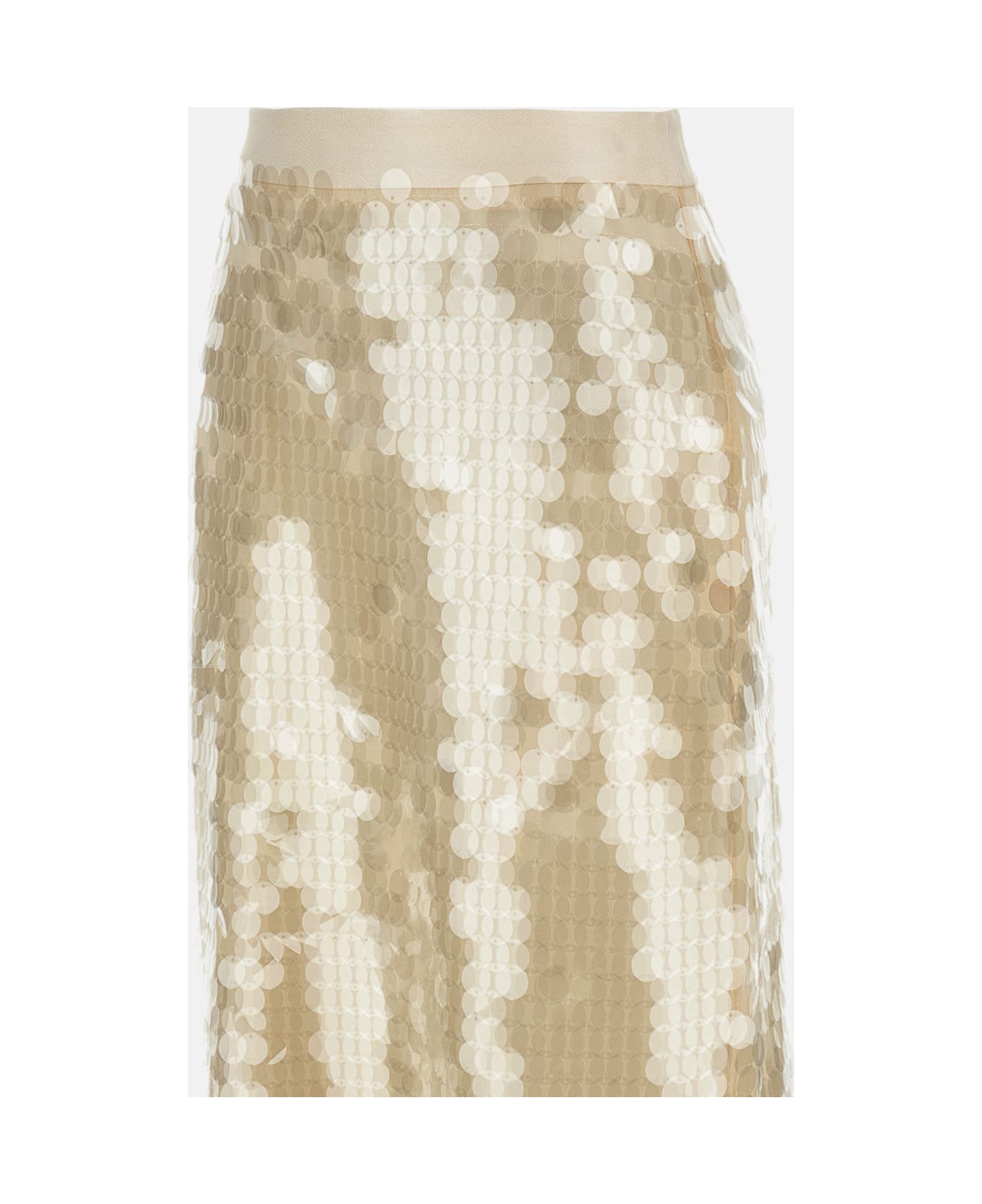 Lorena Antoniazzi Paillettes Midi Skirt - Beige