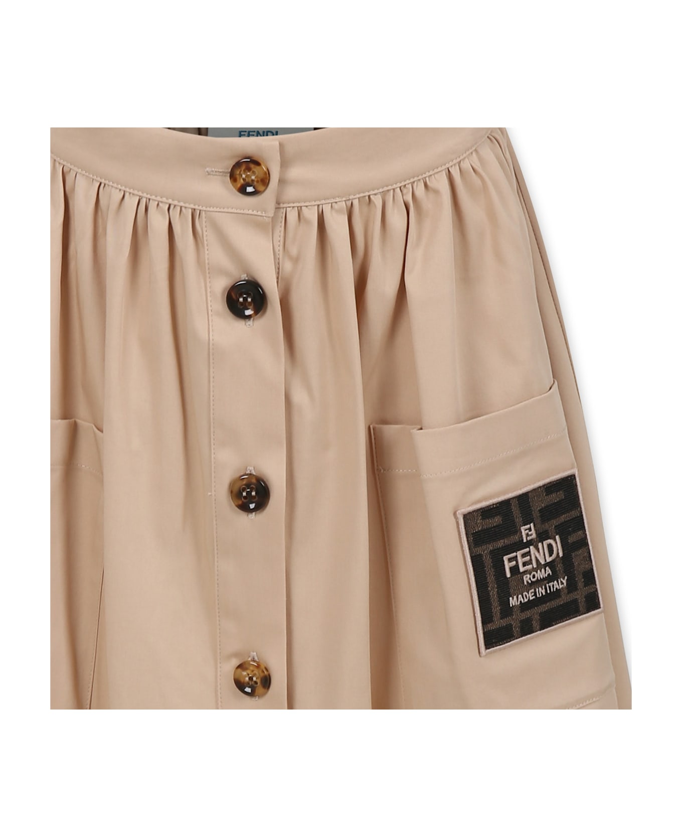 Fendi Beige Skirt For Girl With Ff - Beige