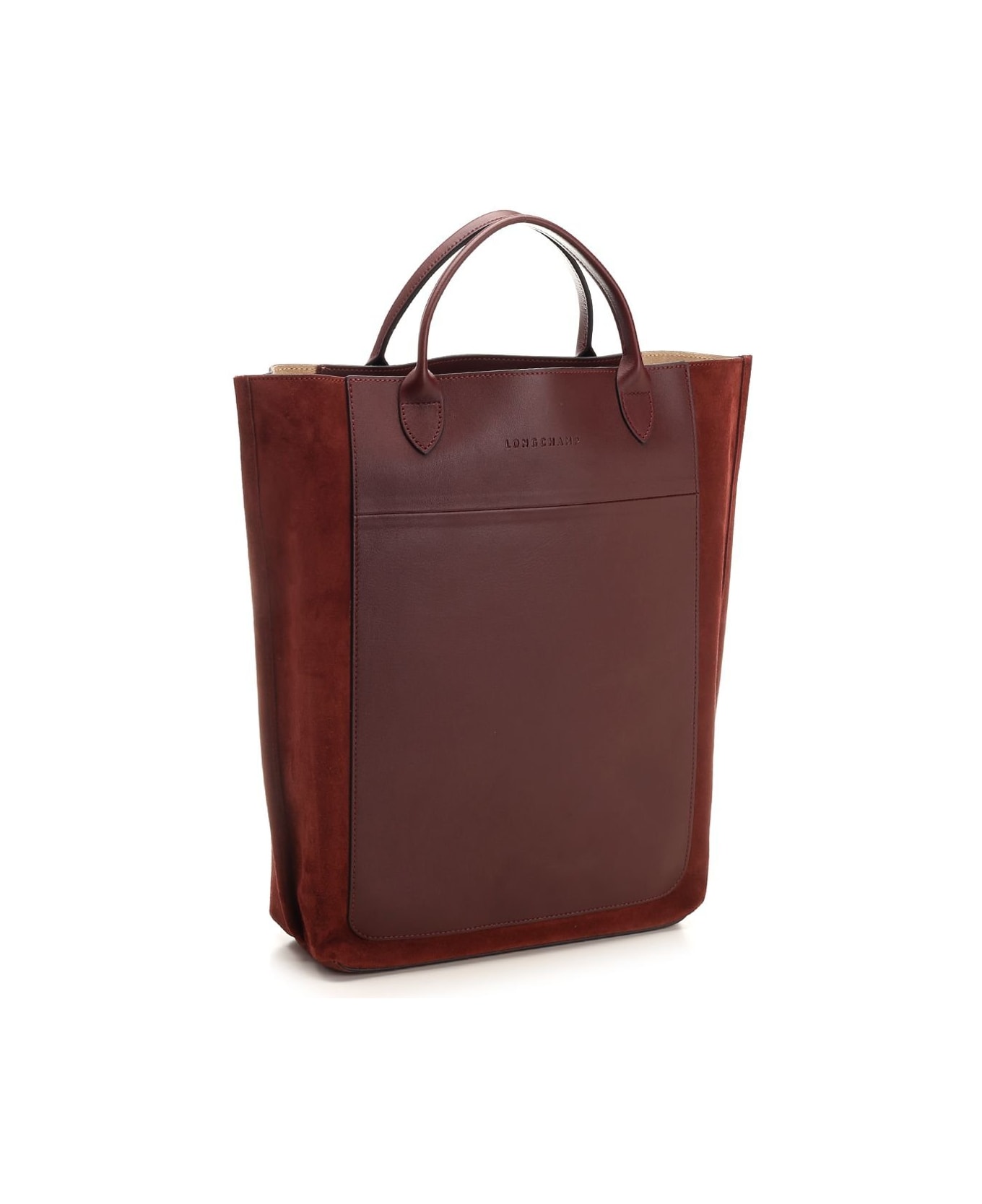 Longchamp M Cabas Logo Embossed Tote Bag - Burgundy