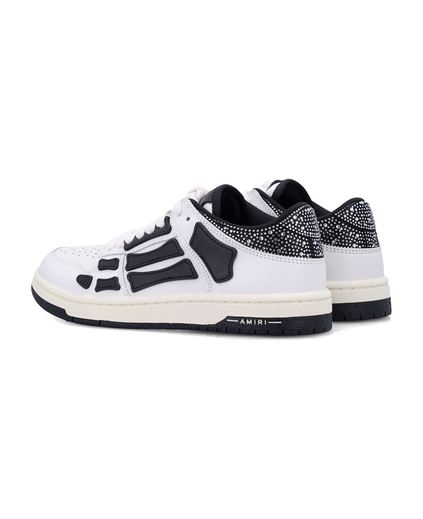 AMIRI Crystal Satin Skel Top Low Woman
s Sneakers - BLACK WHITE