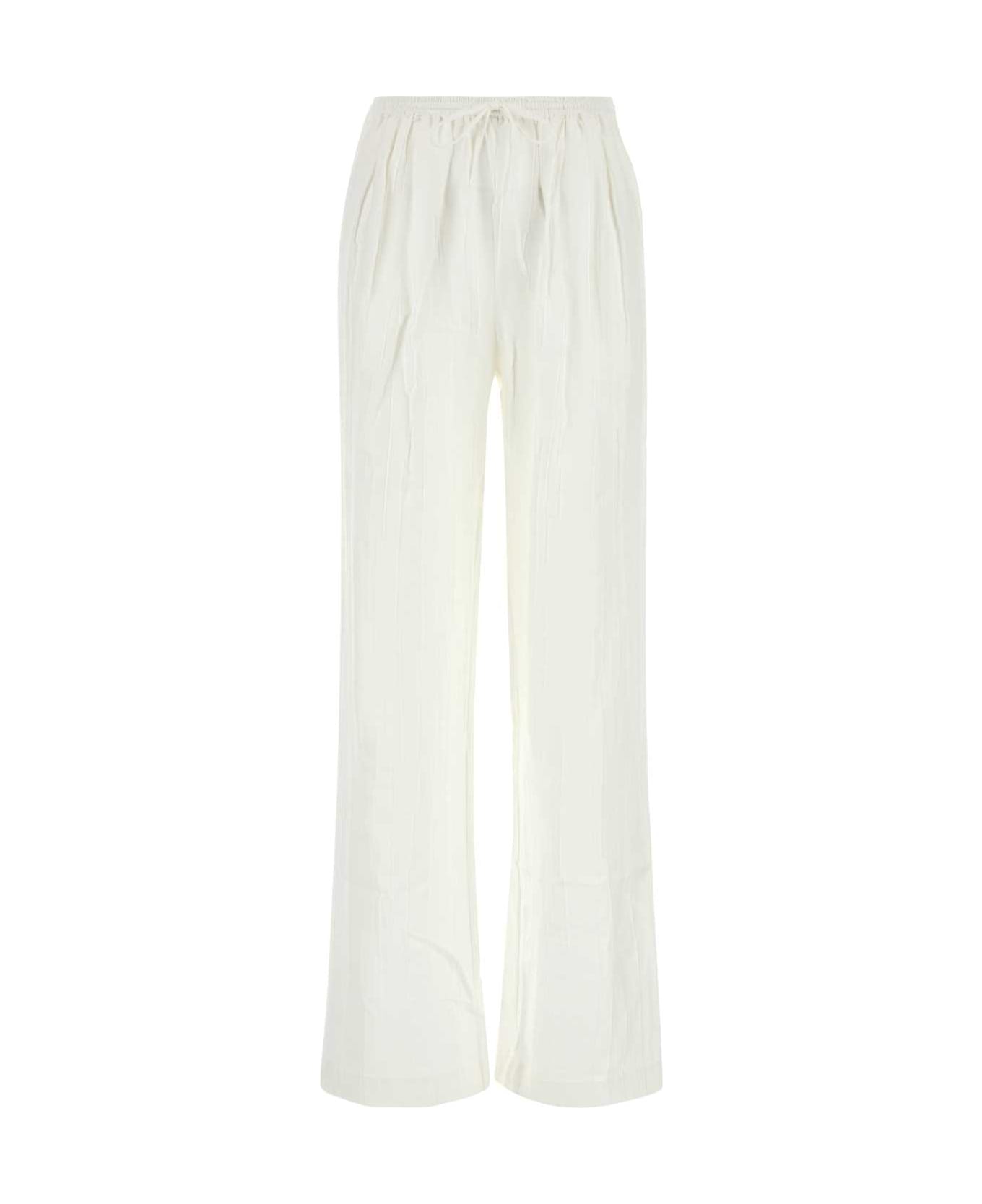 Loulou Studio White Silk Blend Soler Pant - IVORY
