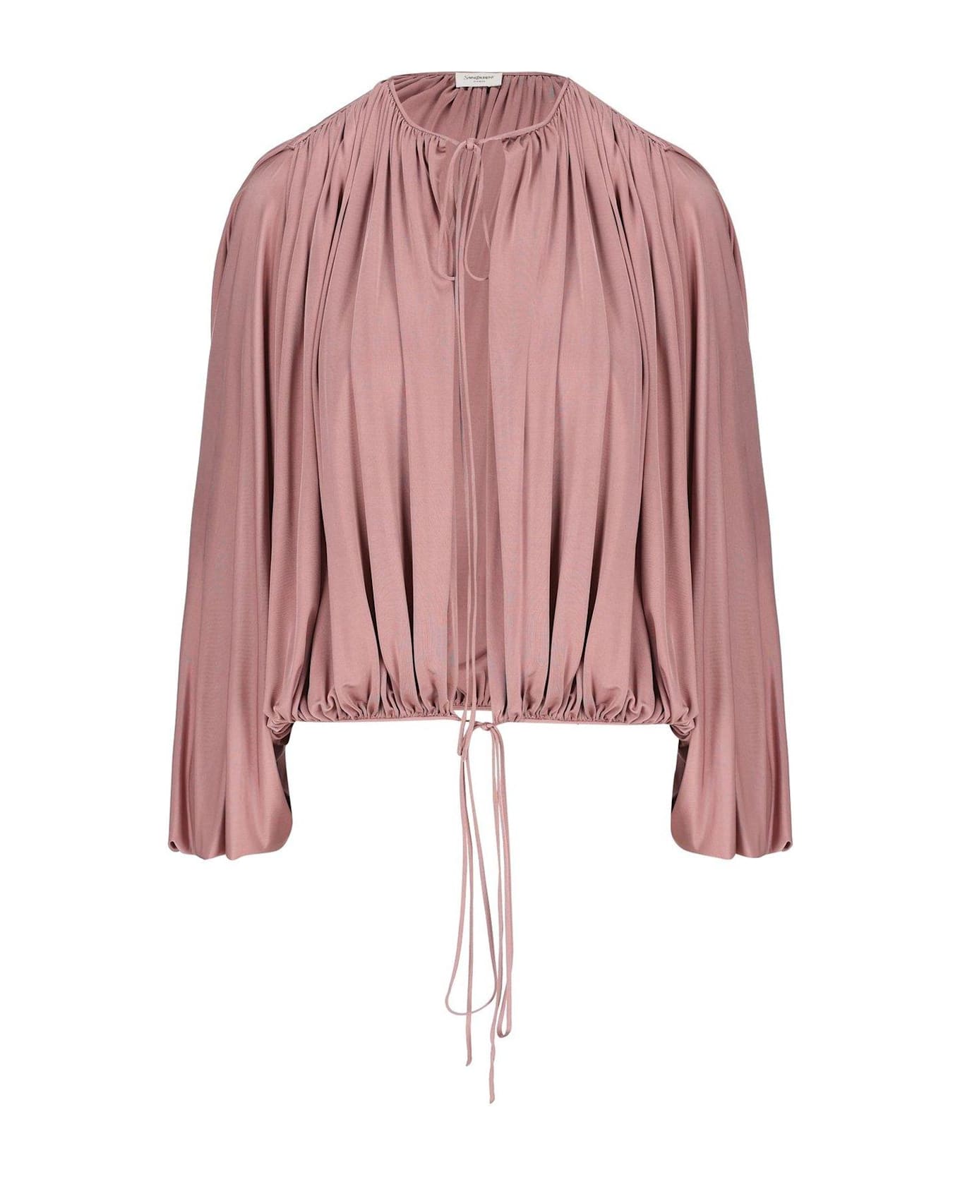 Saint Laurent Gathered Drawstring Blouse - PINK