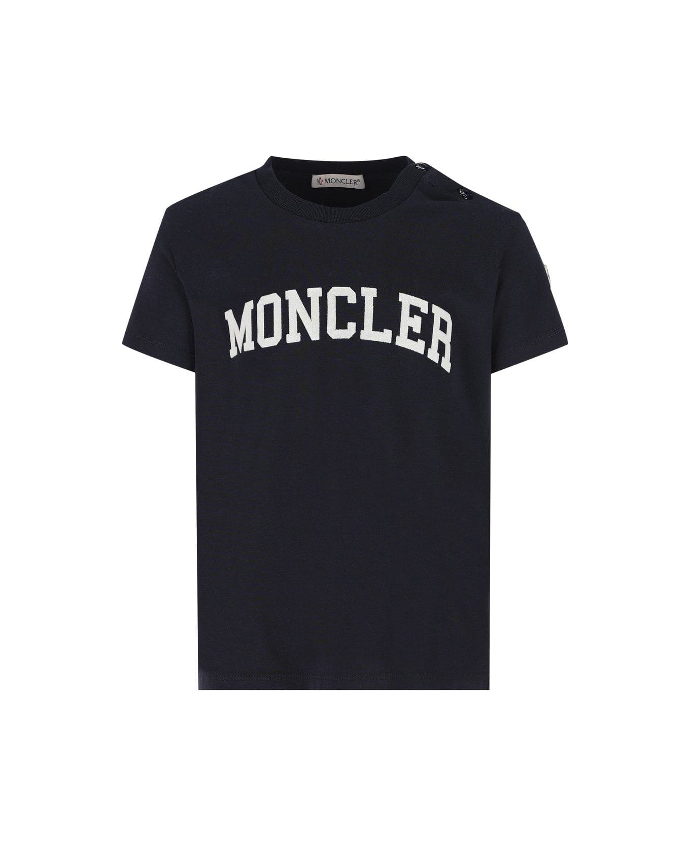 Moncler Logo Flocked Crewneck T-shirt - NAVY Tシャツ＆ポロシャツ