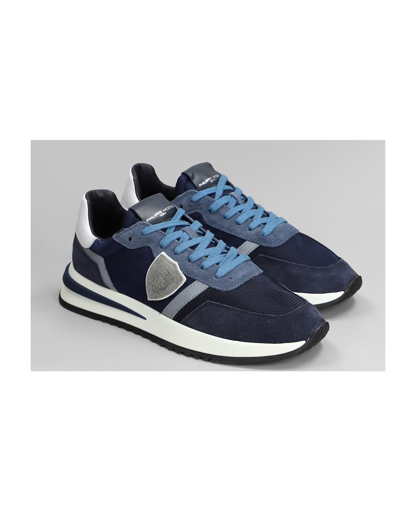 Philippe Model Tropez 2.1 Sneakers In Blue Suede And Fabric - blue