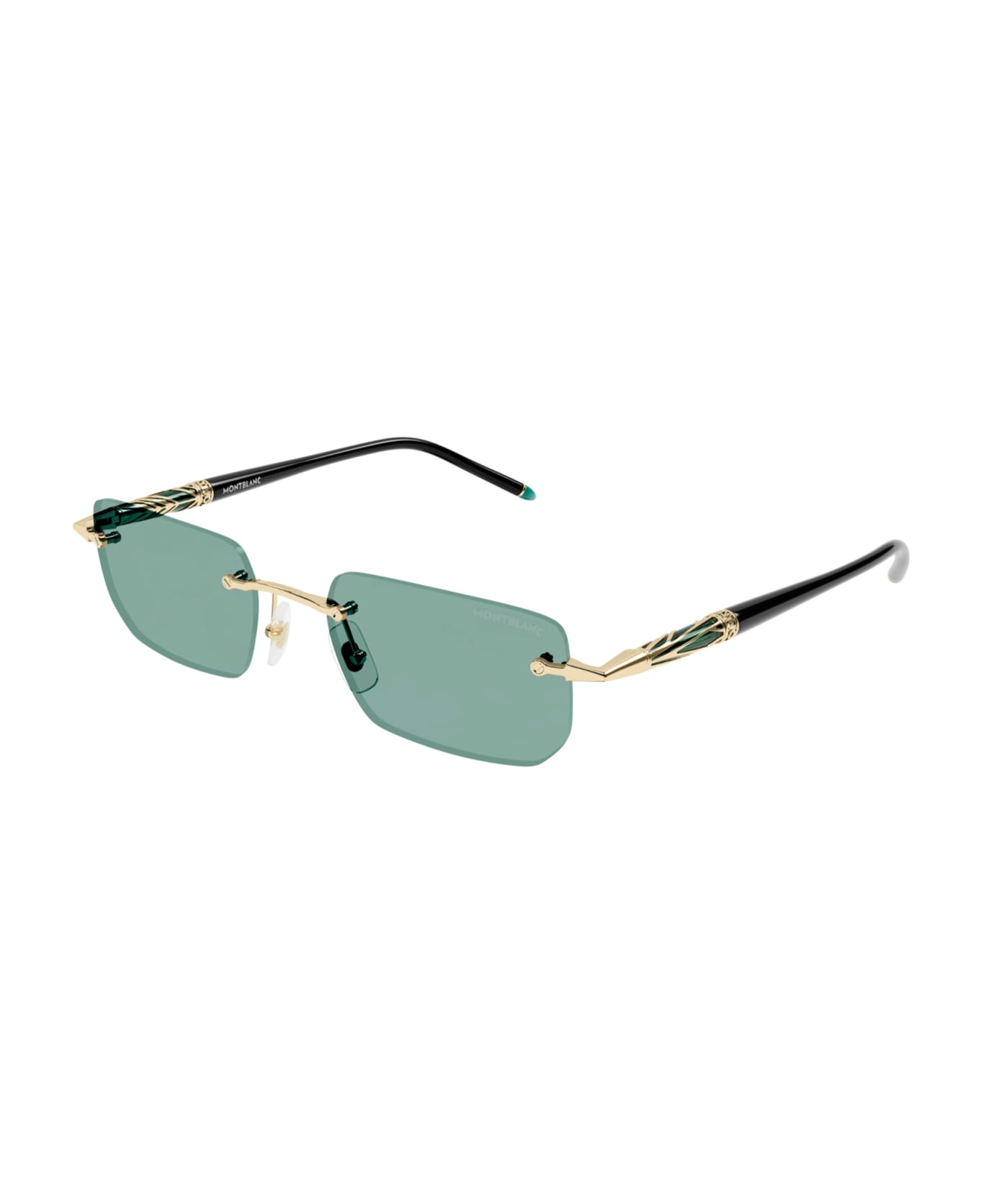 Montblanc MB0348S Sunglasses - Gold Black Green