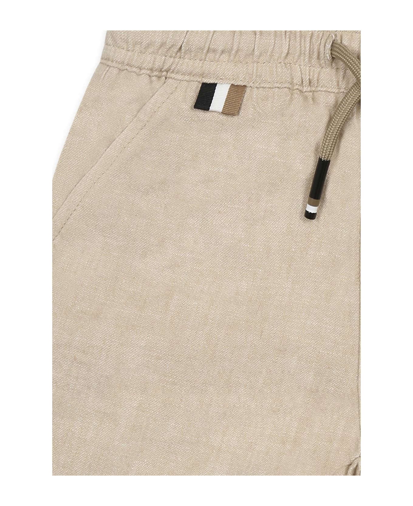 Hugo Boss Beige Shorts For Baby Boy With Logo - Beige