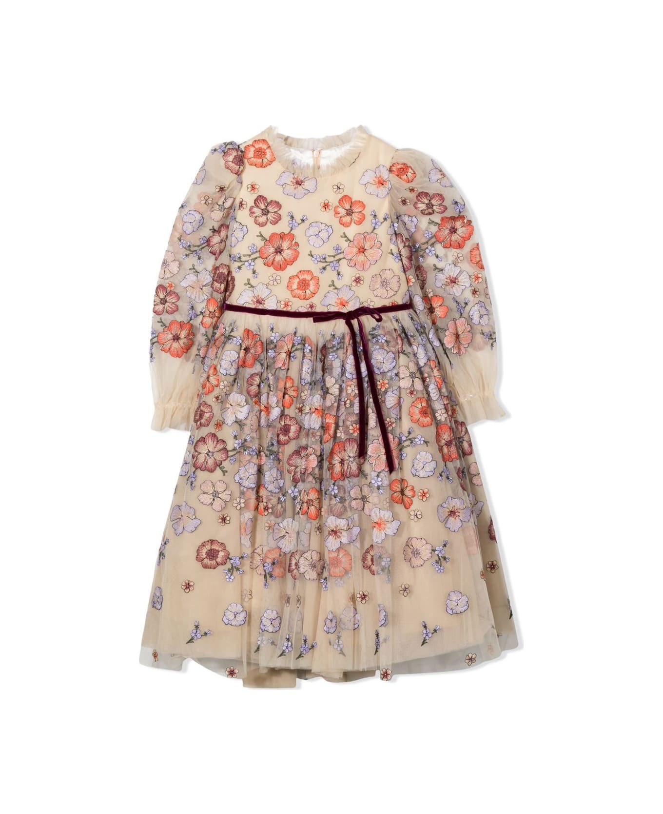 Marchesa Kids Couture Evening Dress With Applications - Multicolor