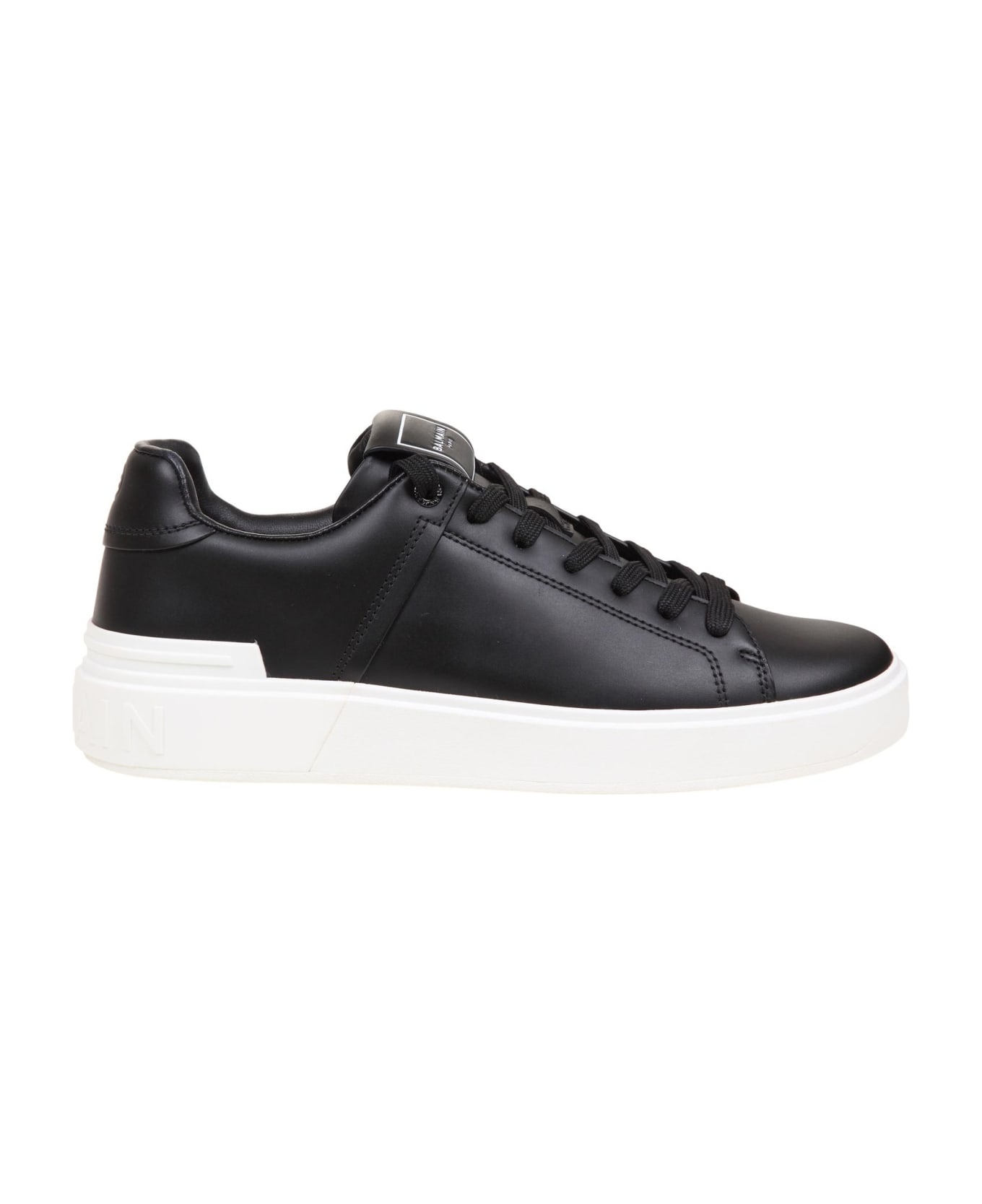 Balmain Black Leather B-court Sneakers - Noir/Blanc