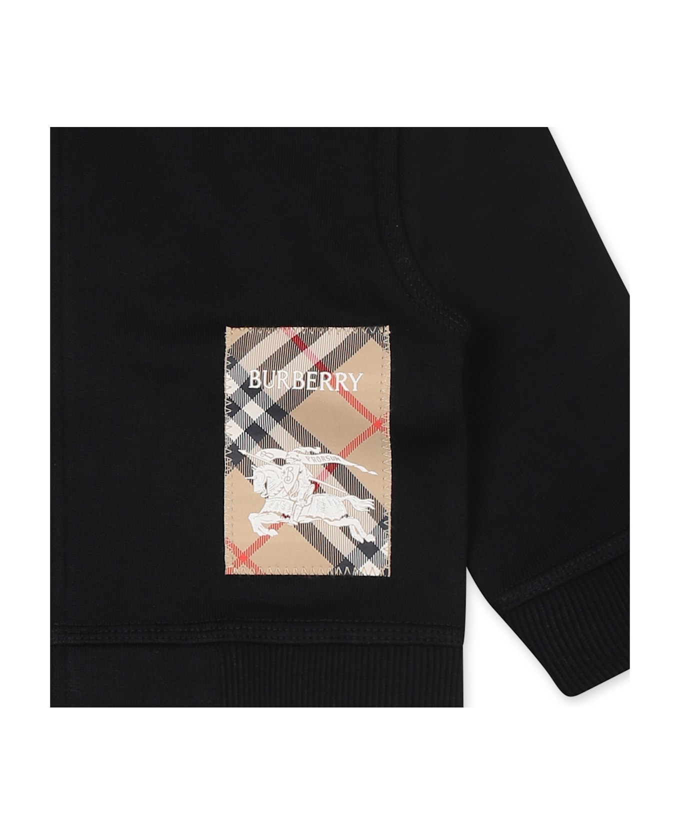 Burberry Black Sweatshirt For Babykids With Logo - Black