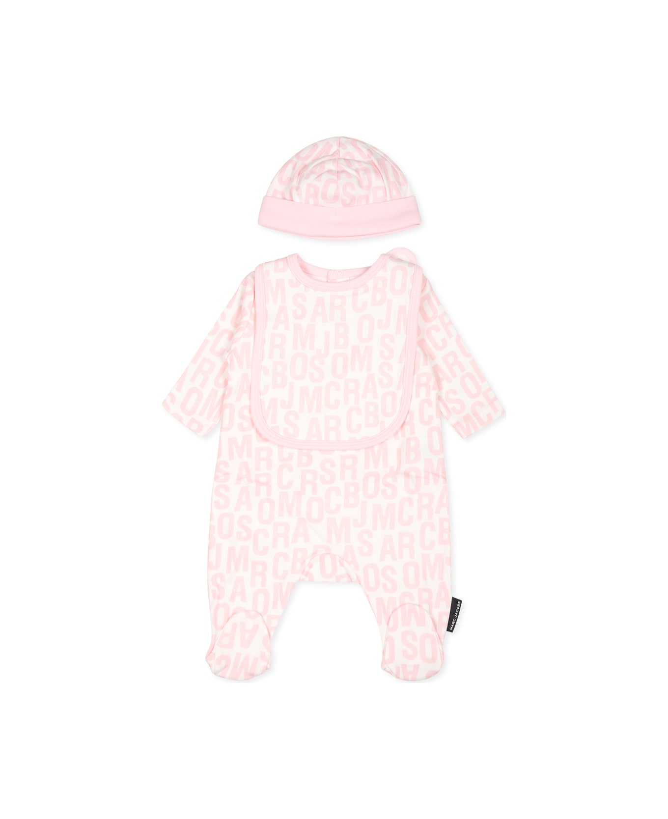 Marc Jacobs Pink Babygrow Set For Baby Girl With Logo - Pink