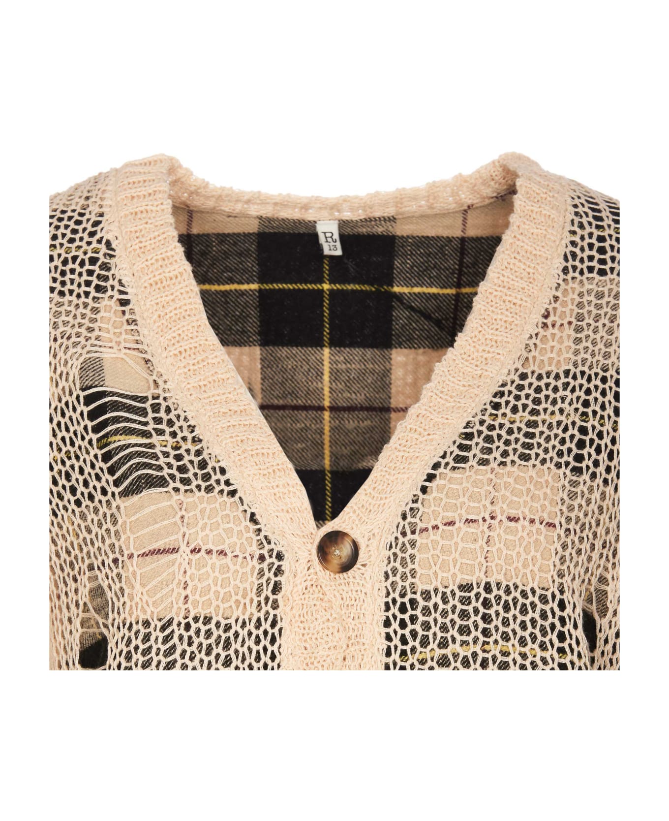 R13 Relaxed Overlay Cardigan - Beige