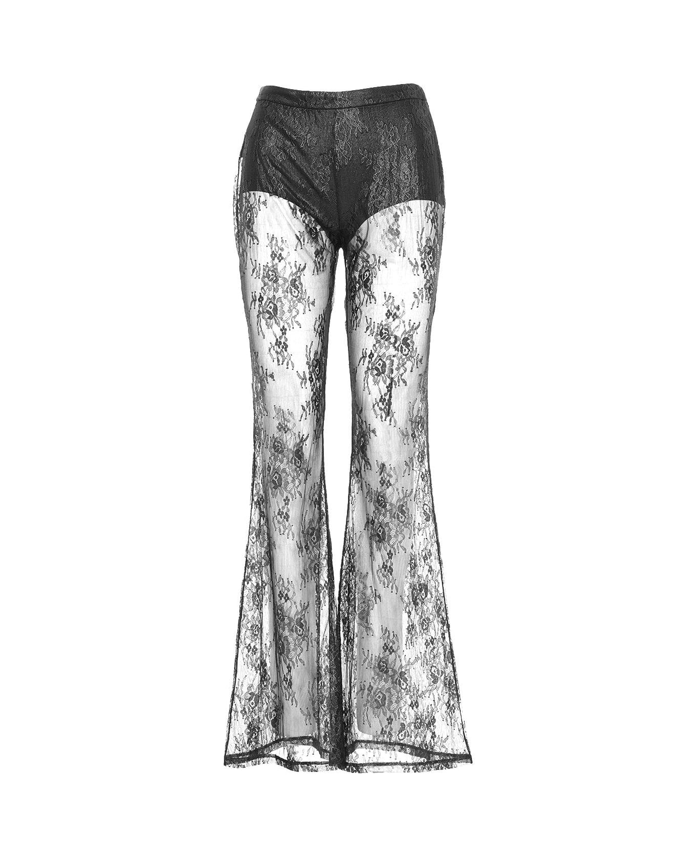 Pinko Laminated-lace Flared Trousers