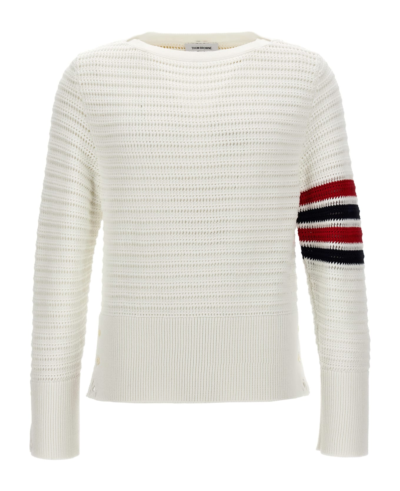 Thom Browne 'faux Crochet Stitch' Sweater - White