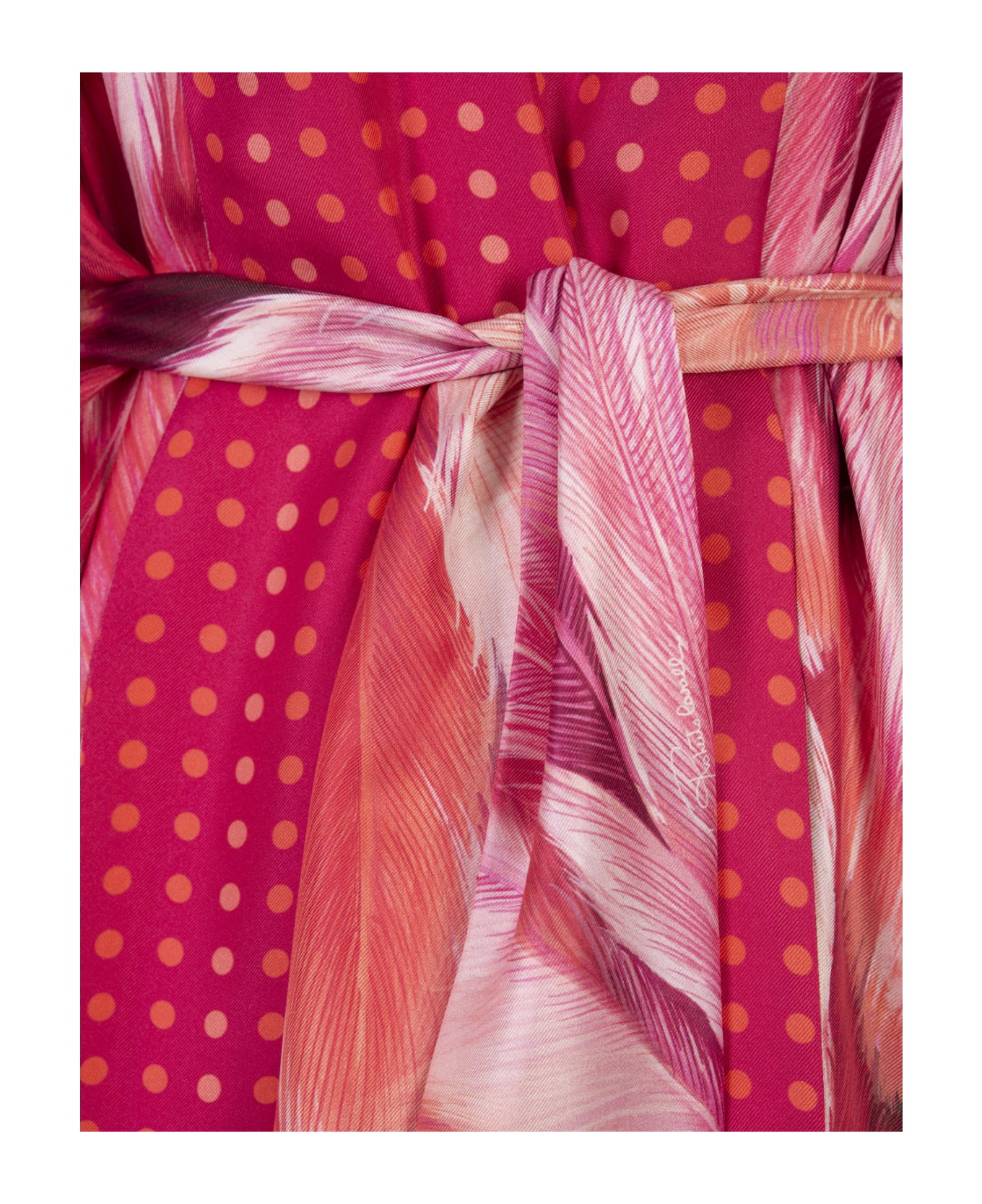 Roberto Cavalli Reversible Long Dress With Pink Plumage Print - Pink