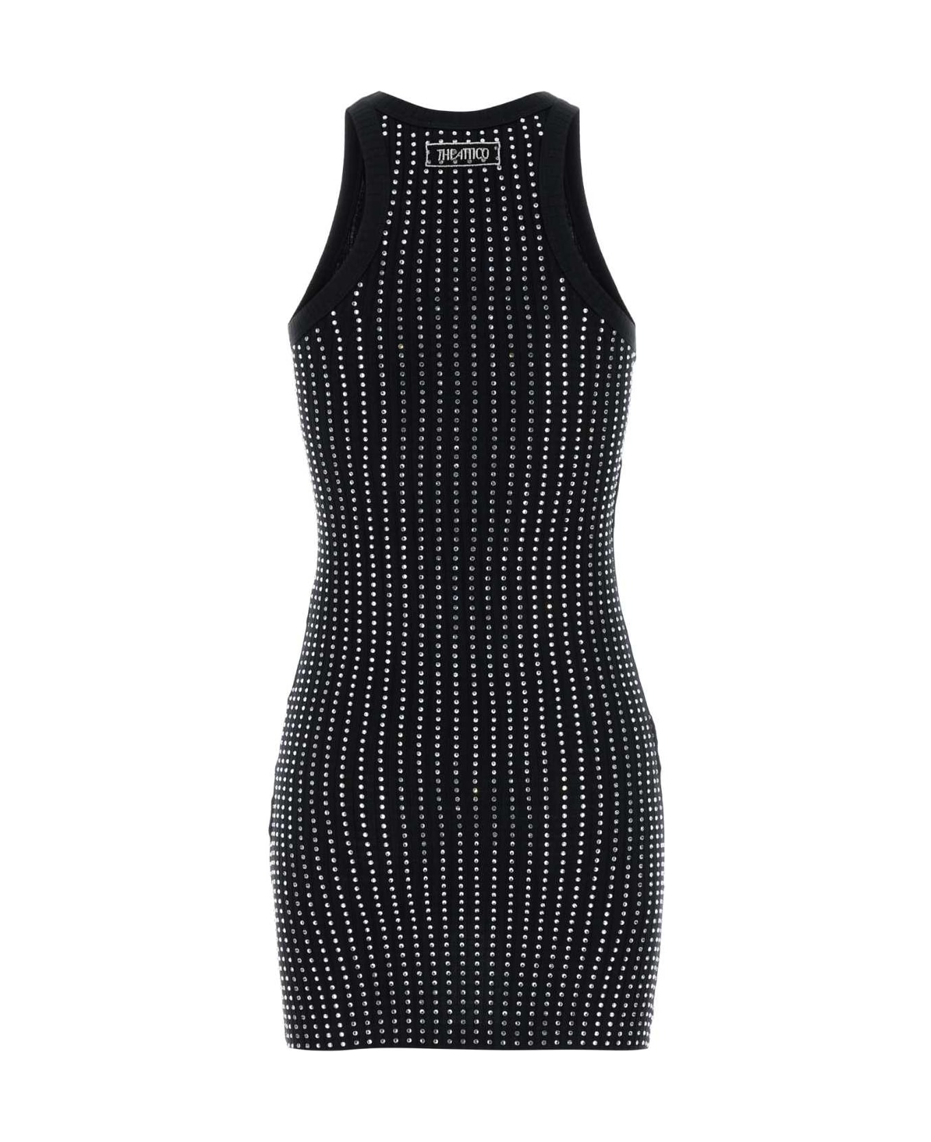 The Attico Embellished Cotton Dress - Black