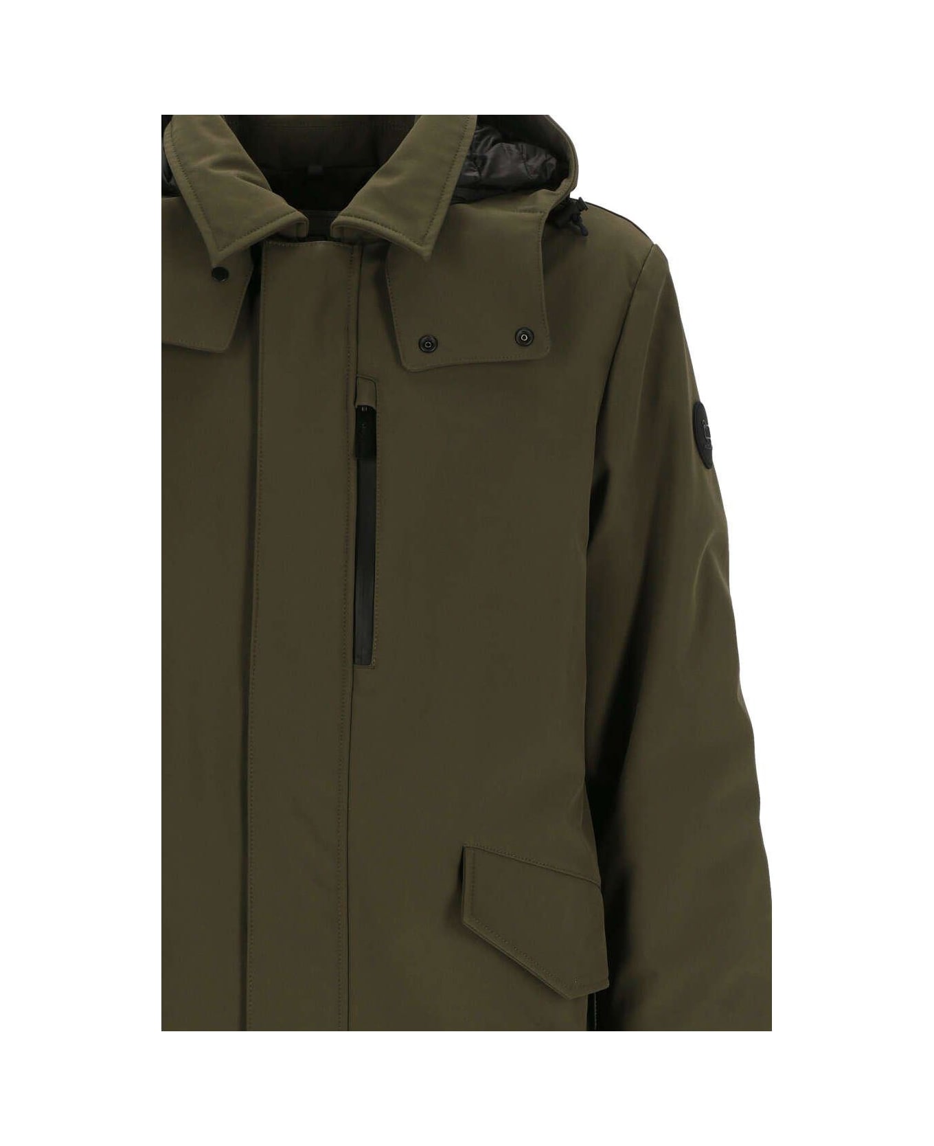 Woolrich Barrow Mac Straight Hem Coat - dark green