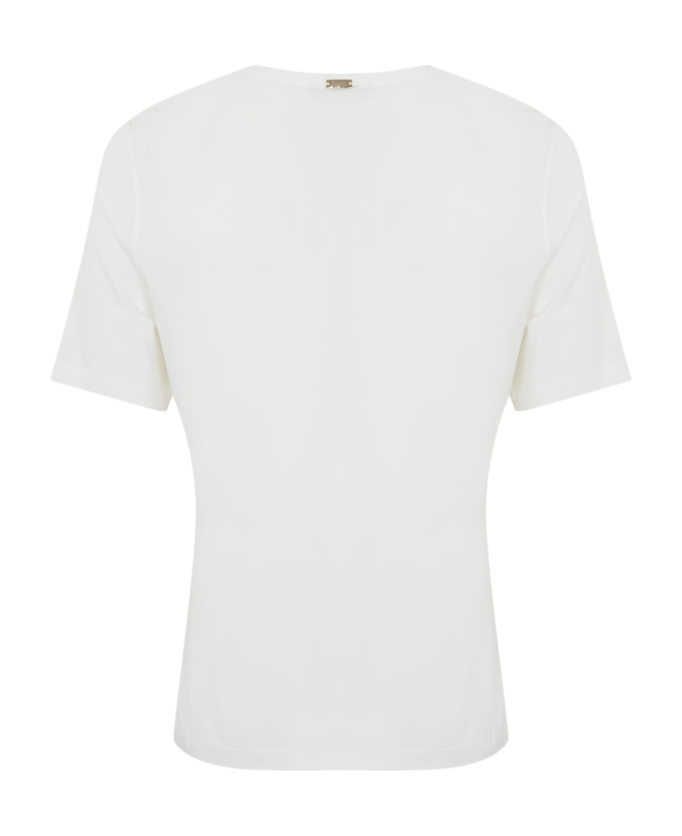 Herno Cotton T-shirt With Silk Scarf - Bianco/rosa