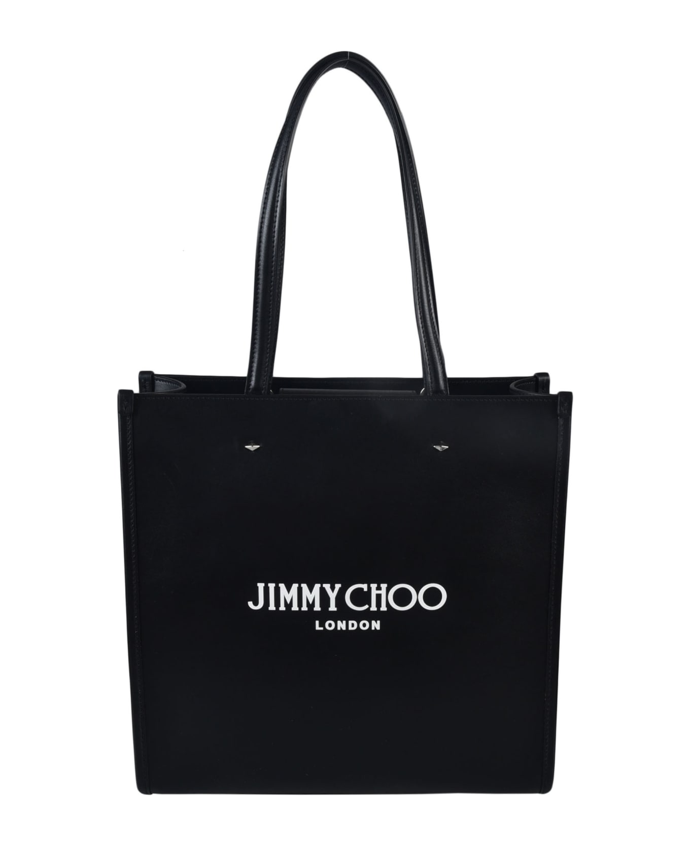 Jimmy Choo Logo Printed Tote - Black/White/Silver