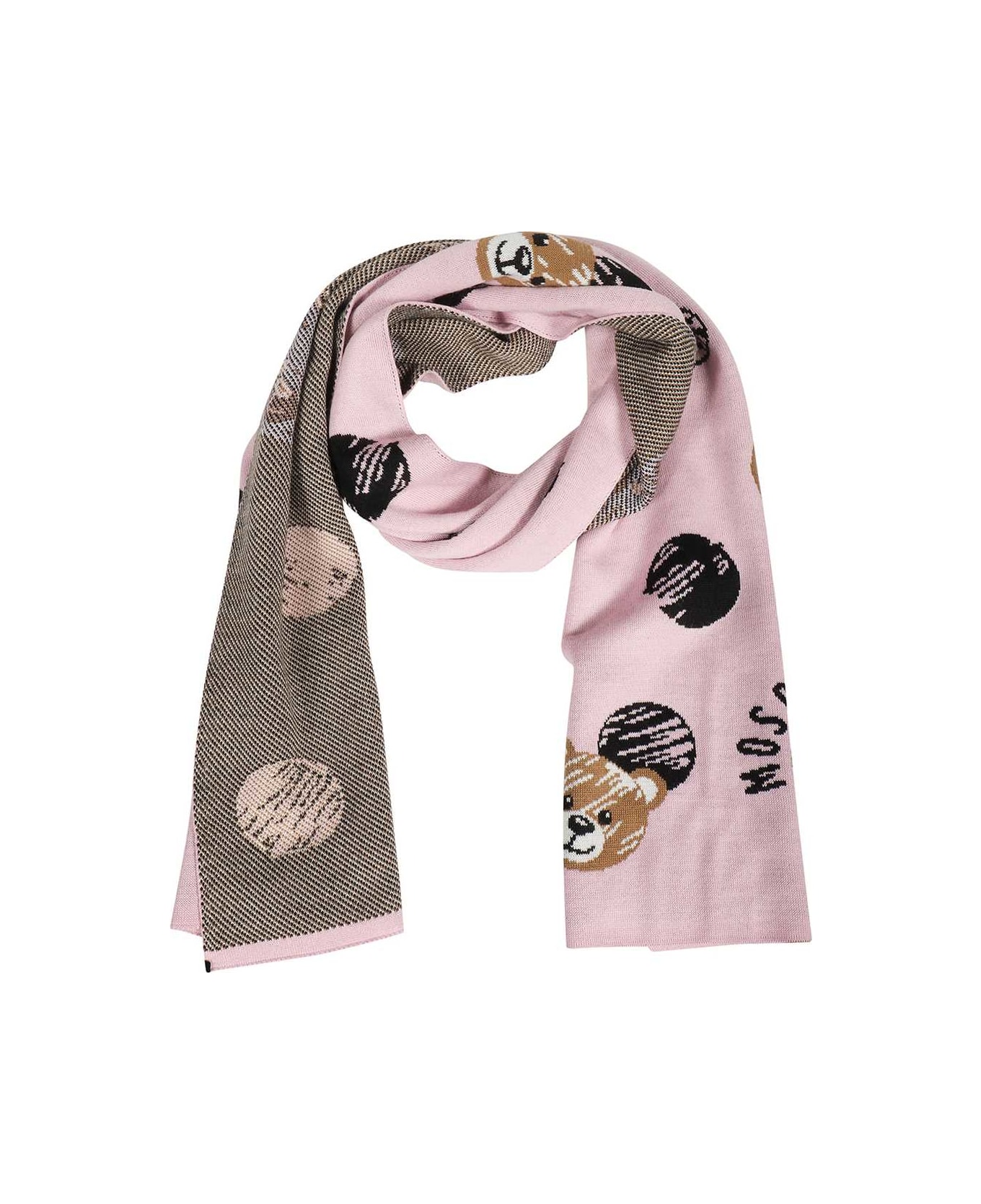 Moschino Logo Knitted Scarf - Pink
