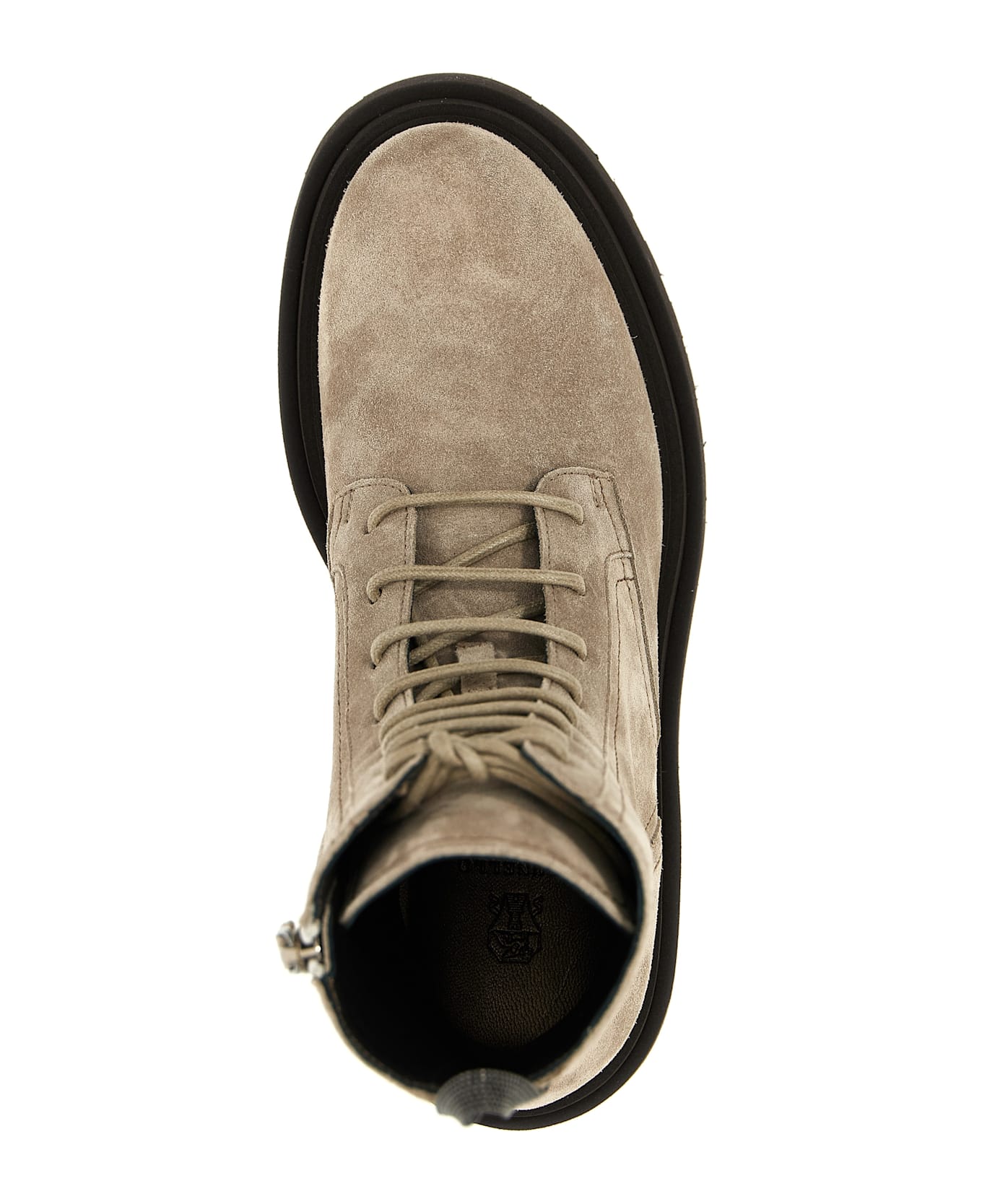 Brunello Cucinelli Suede Combat Boots Monile - Gray