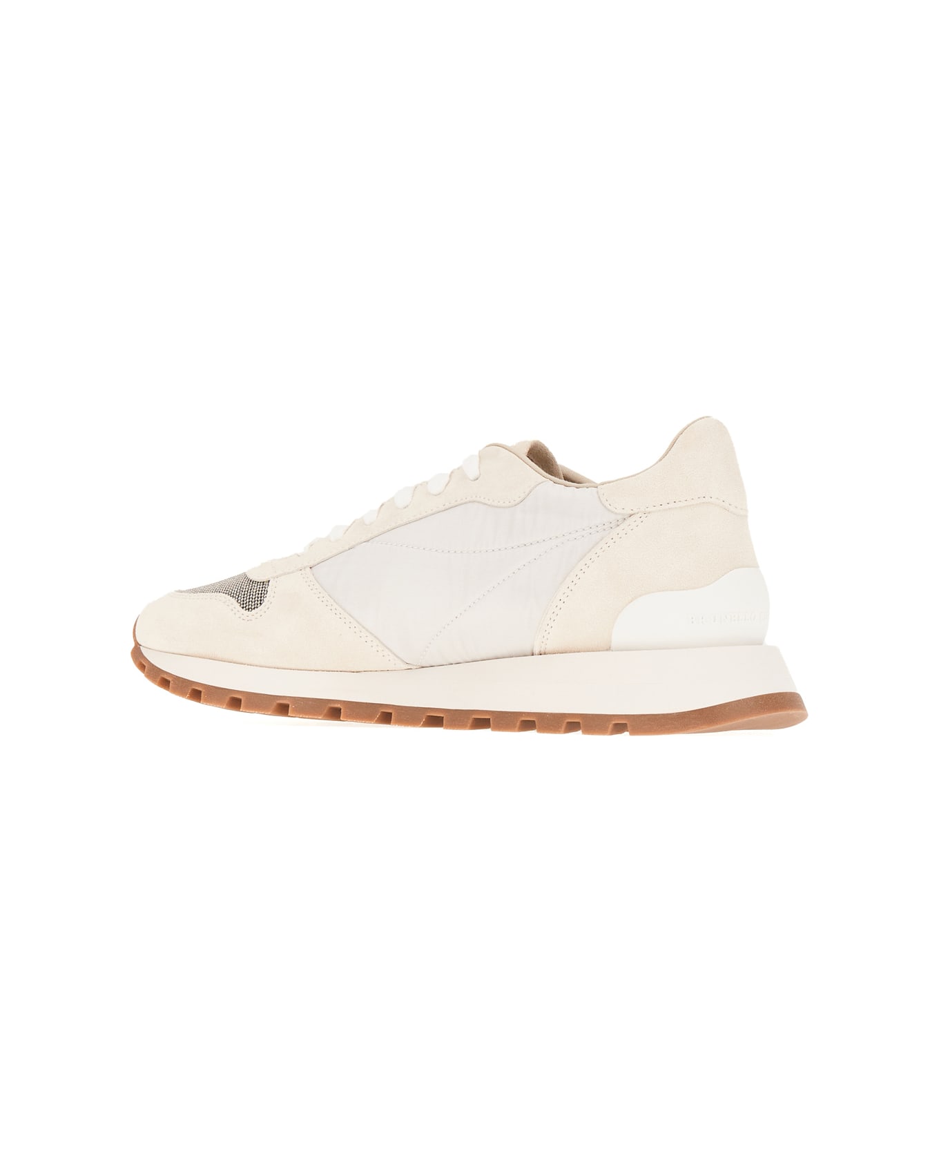 Brunello Cucinelli Ivory Nylon And Suede Sneakers - C6280