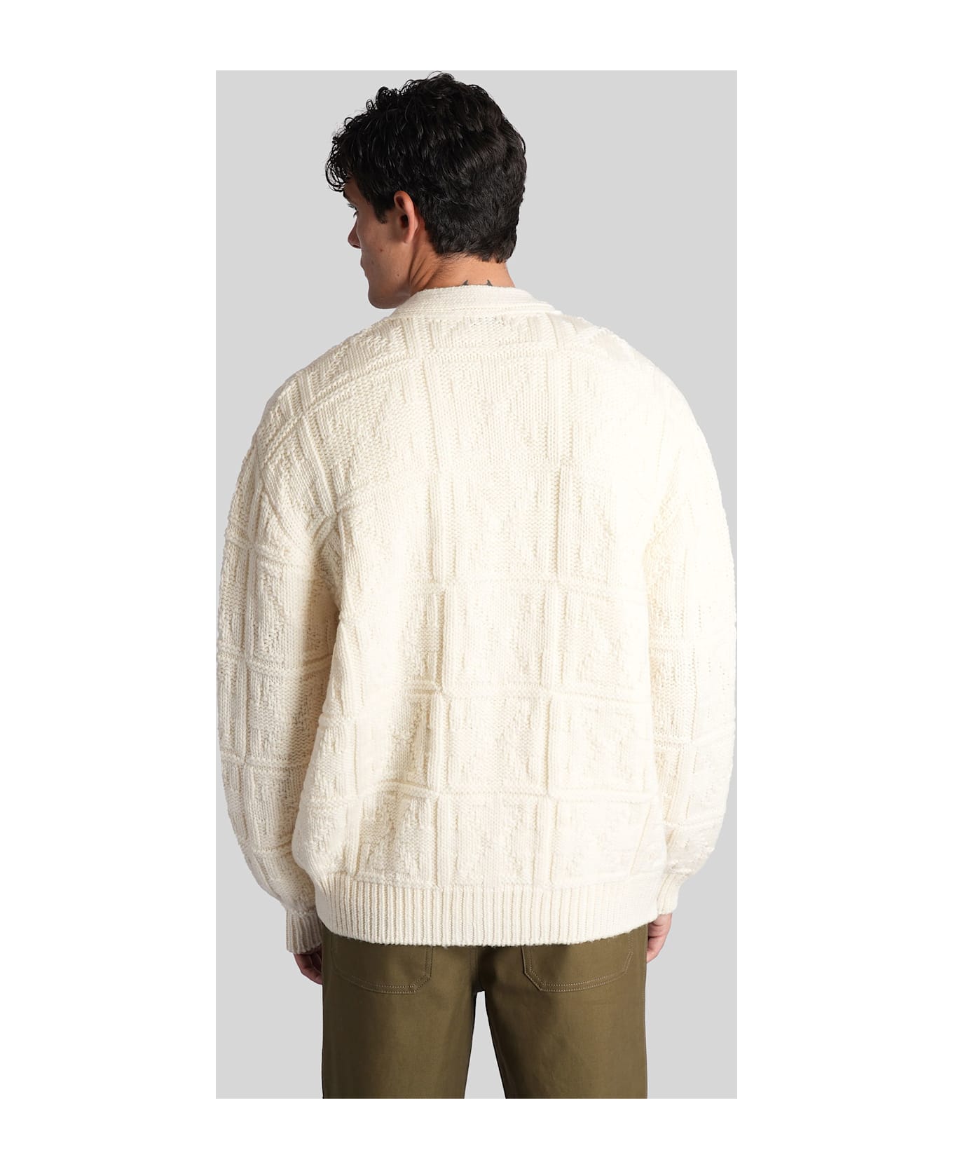 Off-White Cardigan In Beige Wool - beige