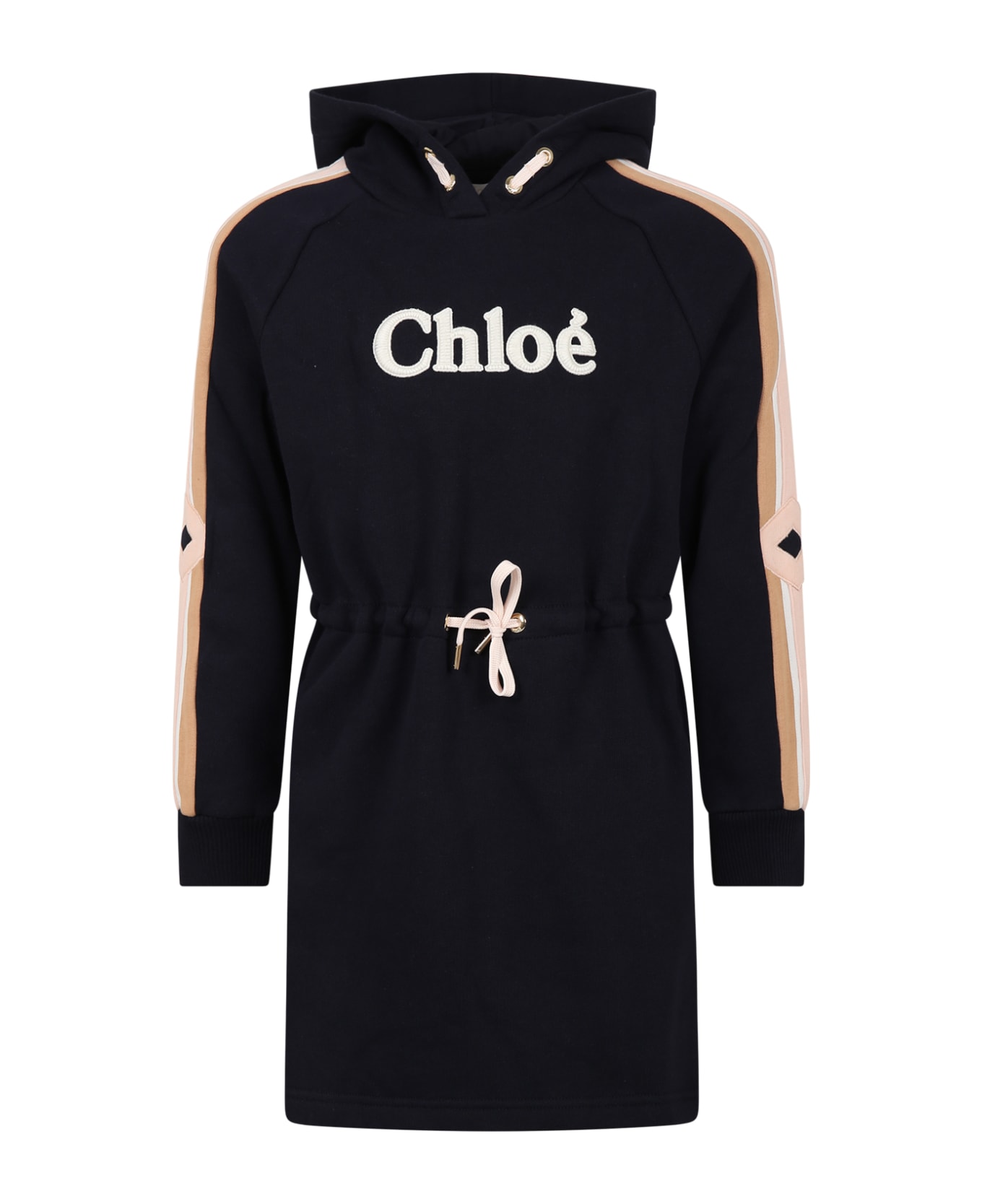 Chloé Blue Casual Dress For Girl With Logo - Blue ワンピース＆ドレス
