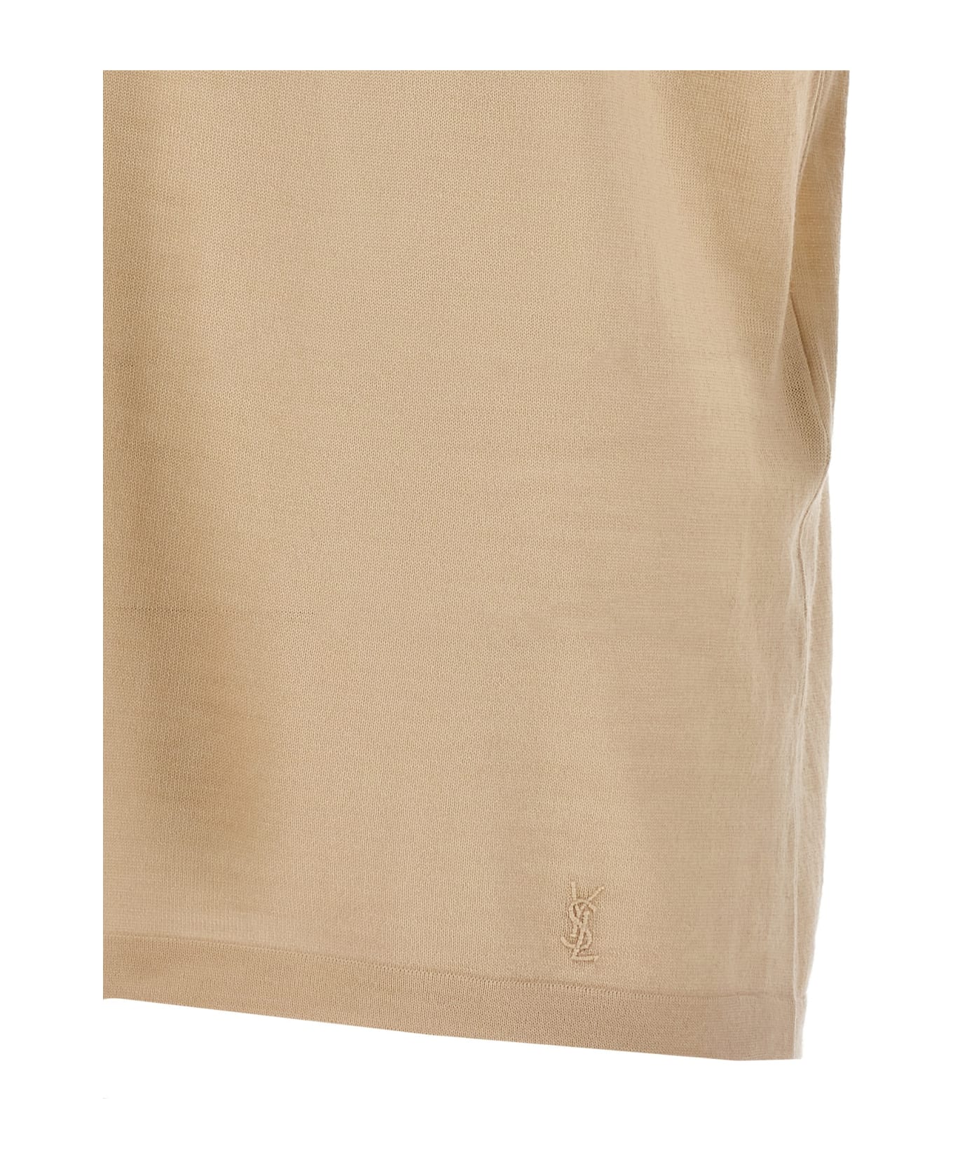 Saint Laurent 'cassandre' Polo Shirt - Beige