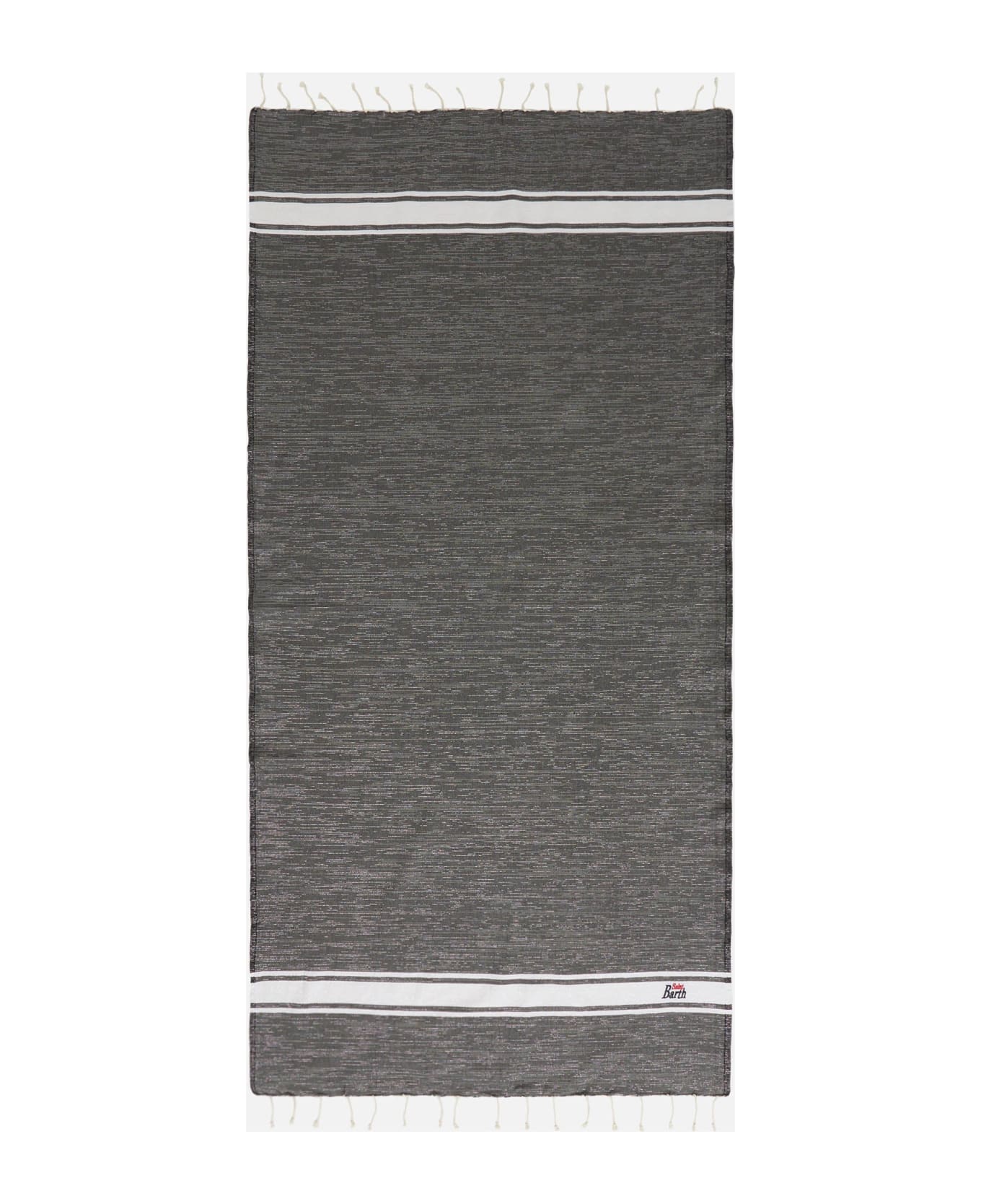 MC2 Saint Barth Fouta Towel With Black Lurex Striped - BLACK
