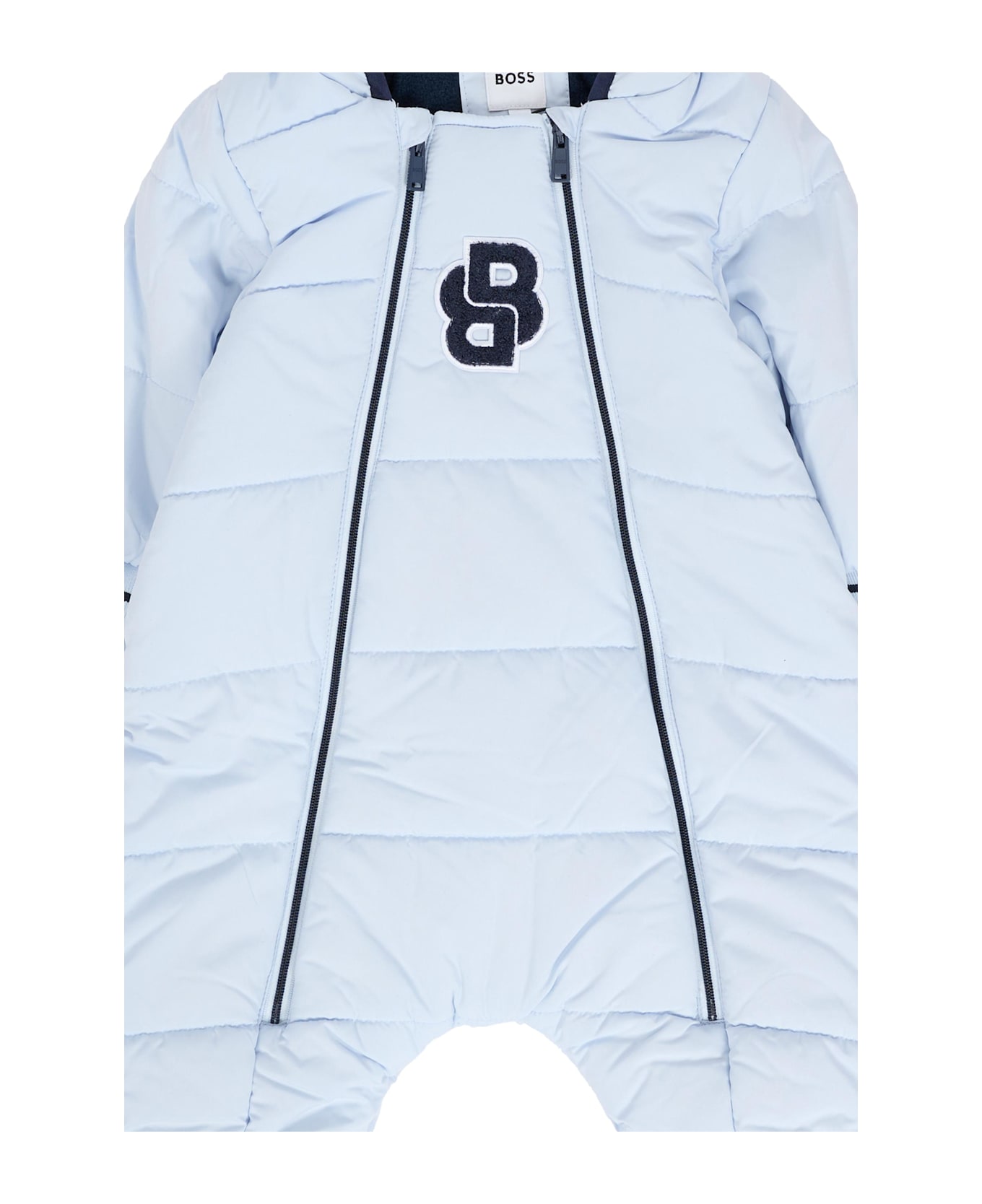 Hugo Boss Light Blue Down Jacket For Baby Boy With Logo - Light Blue