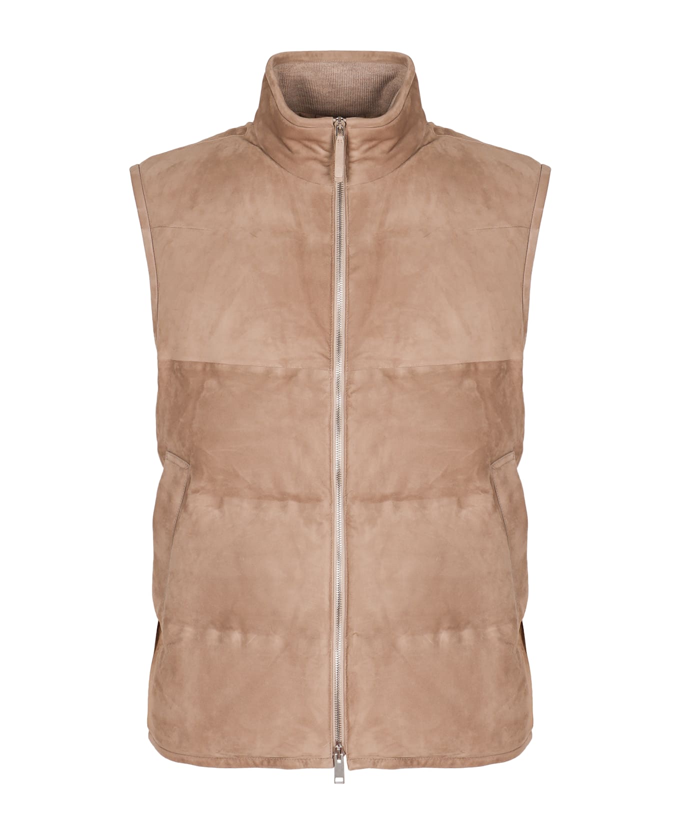 Zegna Full Zip Down Vest - Sand