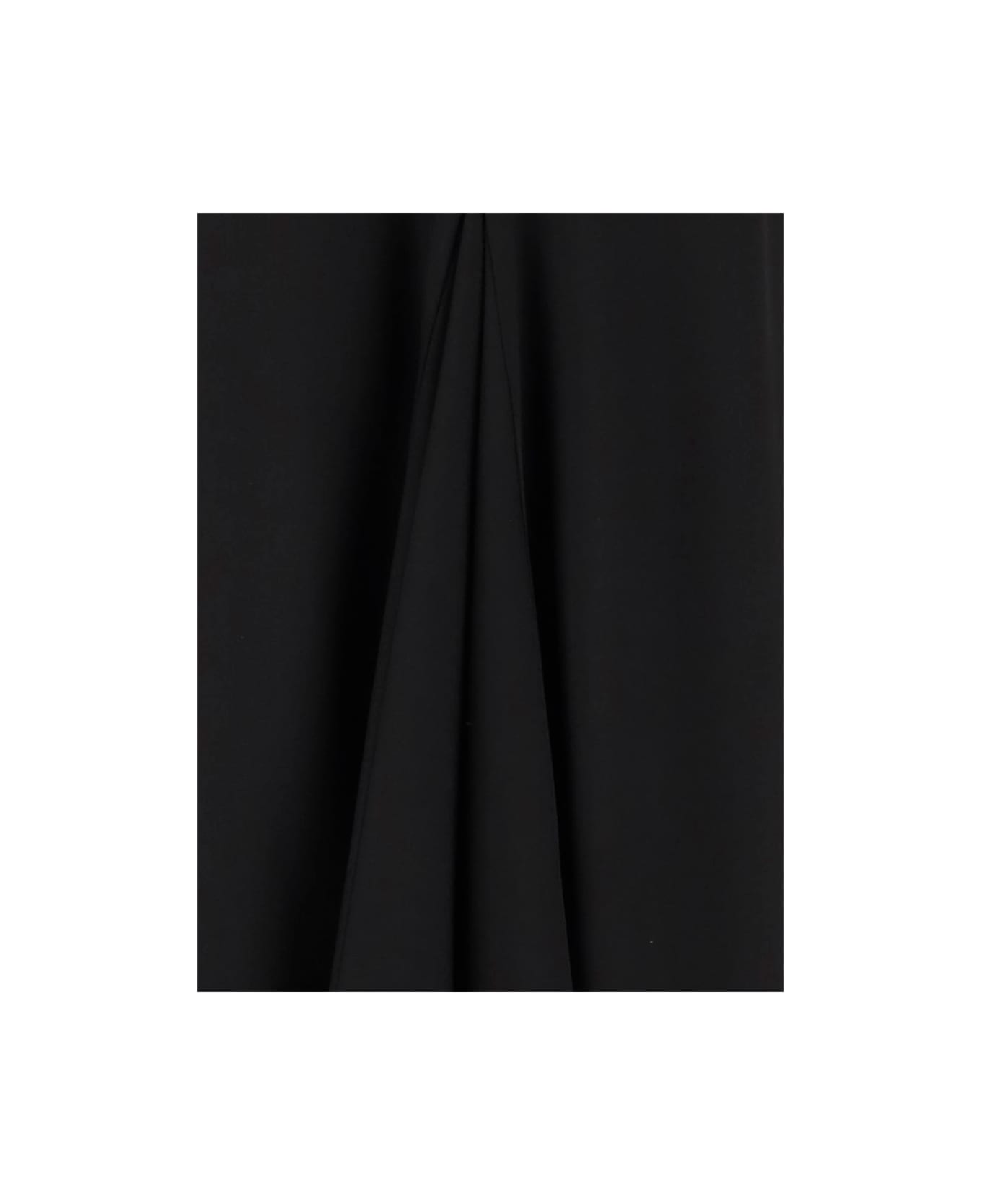 SportMax Long Asymmetrical Viscose Twill Dress - Black