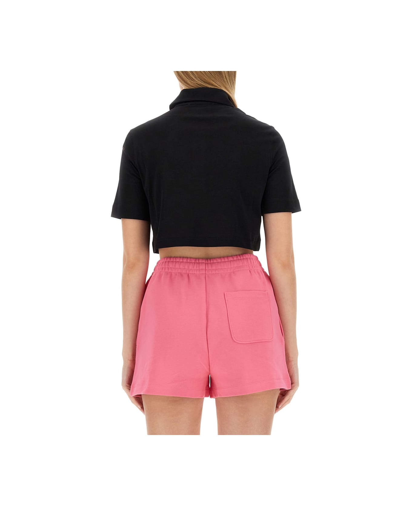 Moschino Cropped Fit Polo Shirt - BLACK