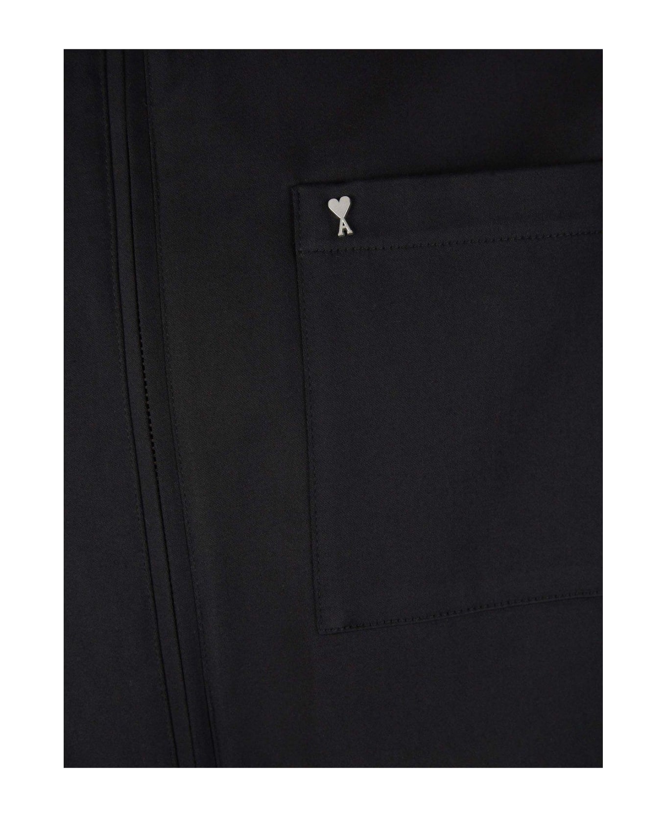 Ami Alexandre Mattiussi Paris Long-sleeved Zipped Bomber Jacket - Black