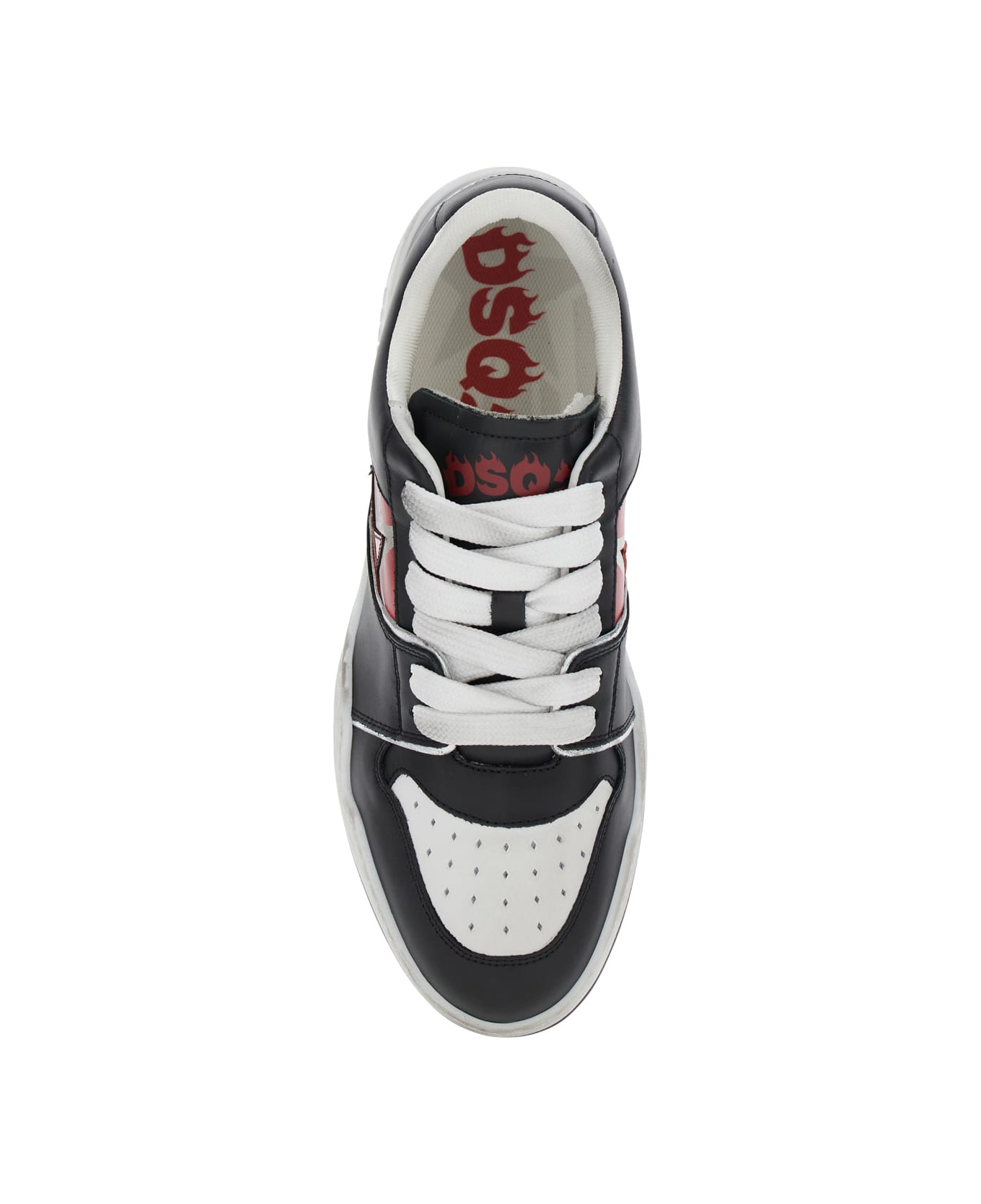 Dsquared2 Black Sneakers With Distressed Effect And Logo On The Heel In Leather Man - Black
