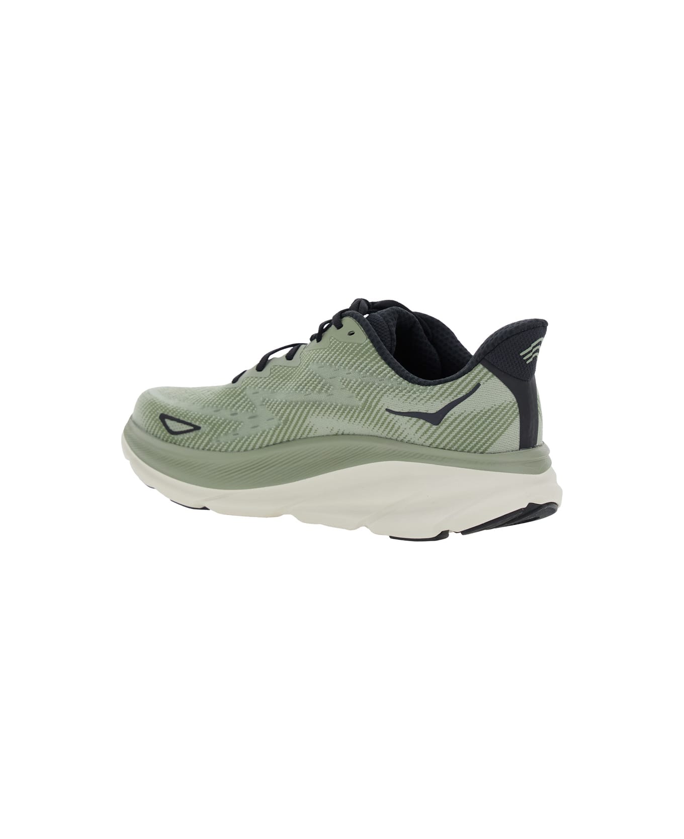 Hoka 
clifton 9
 Green Sneakers With Zig Zag Embroidery And Side Logo Print In Rubber Unisex - Green