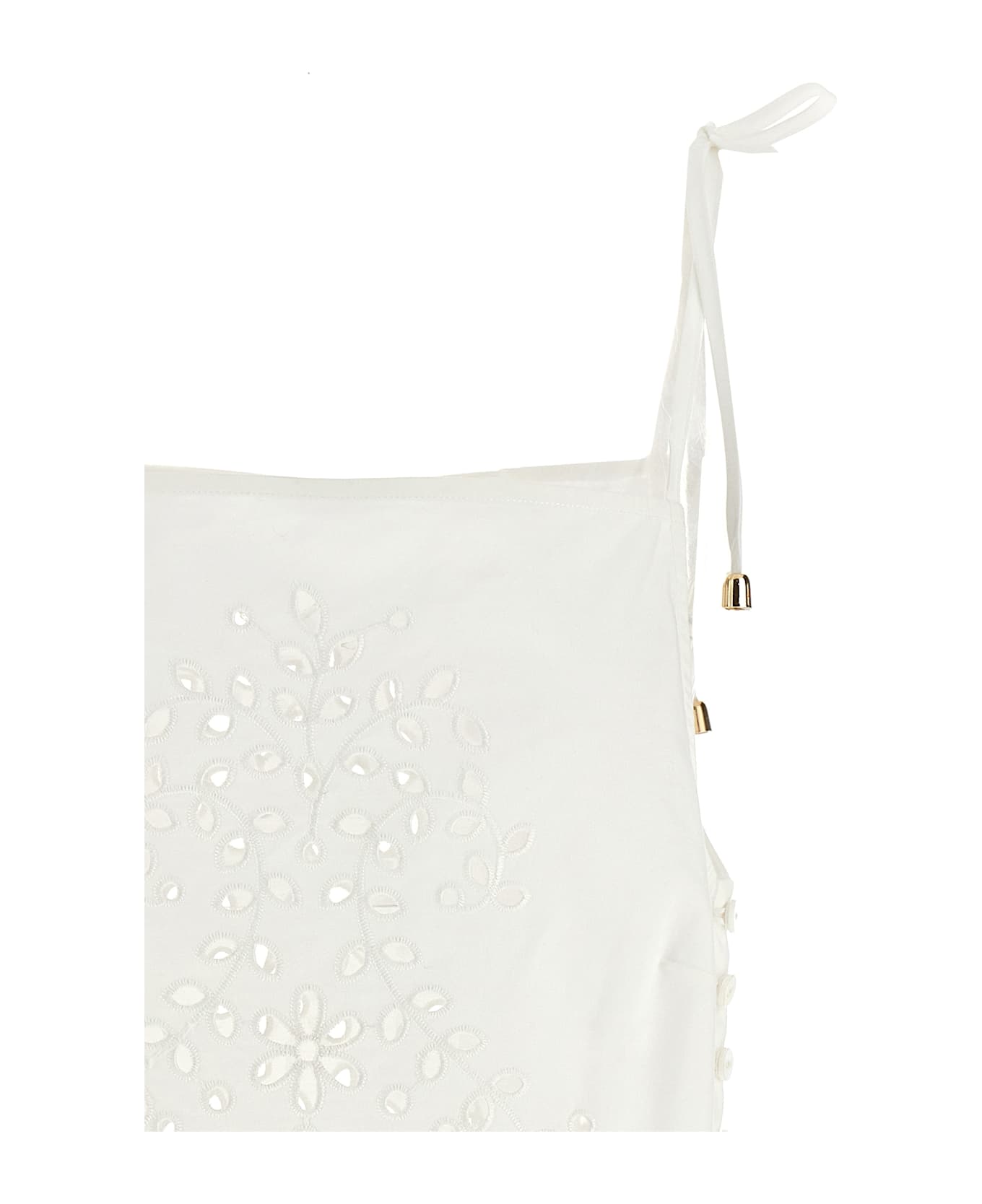 self-portrait 
white Cotton Embroidered
 Top - White