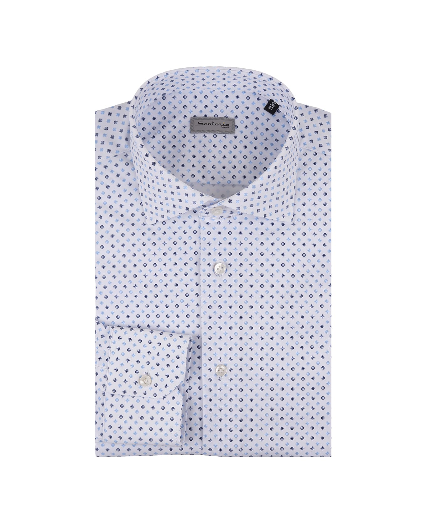 Sartorio Napoli White Shirt With Blue Micro Floral Pattern - Blue シャツ