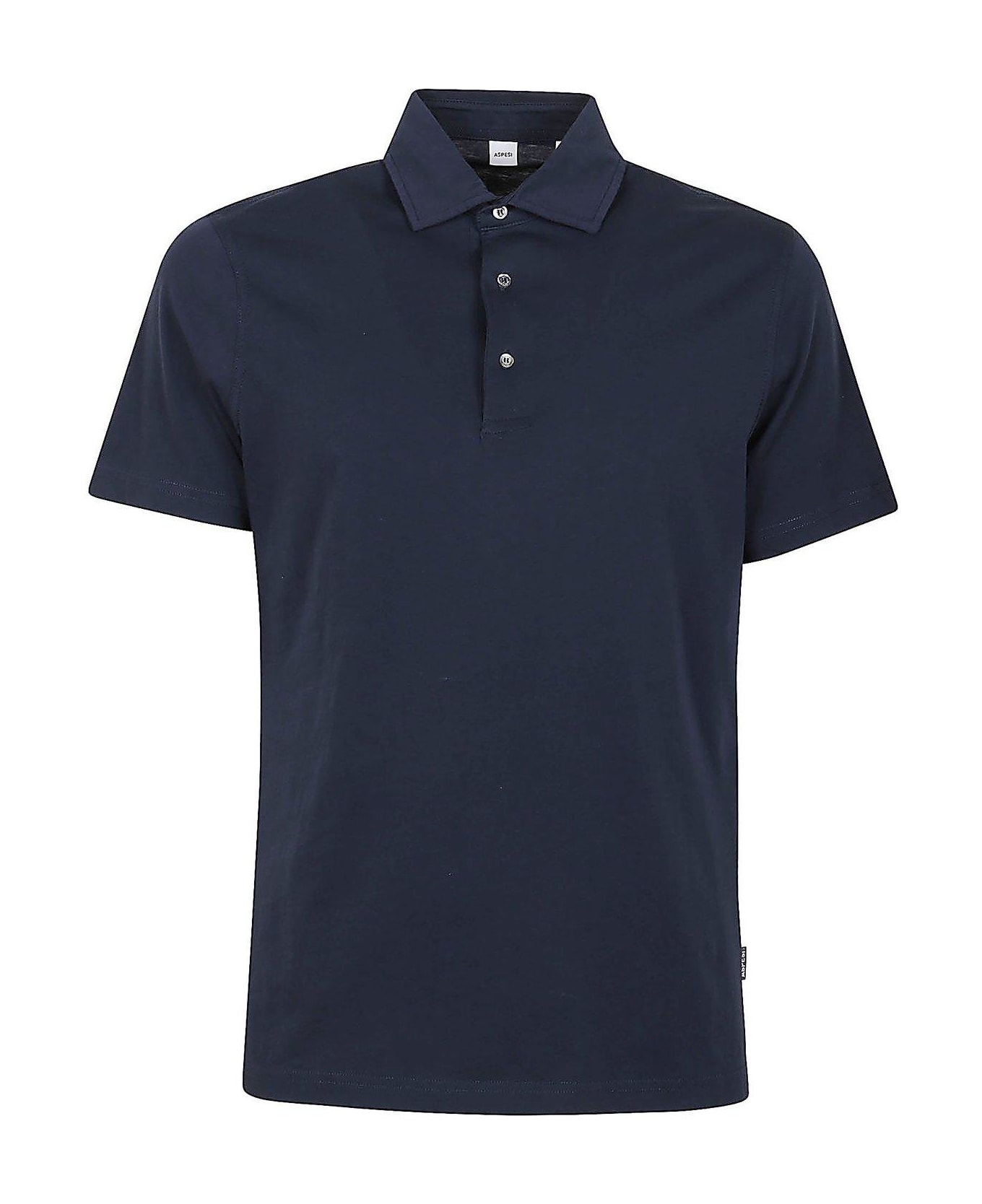 Aspesi Buttoned Short-sleeved Polo Shirt - Blu navy